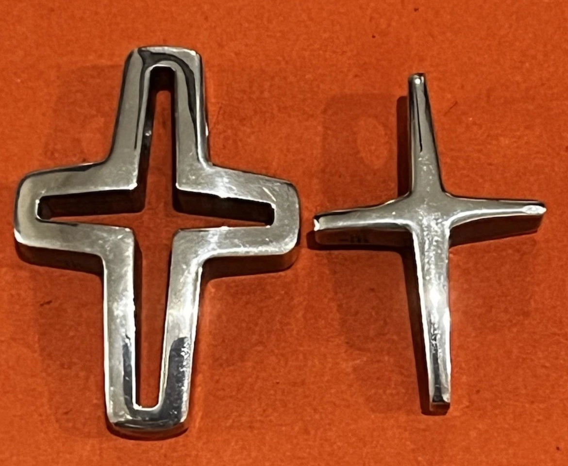 Preowned James Avery Retired HTF Sterling Silver Matrimony Open Center Cross Pendant