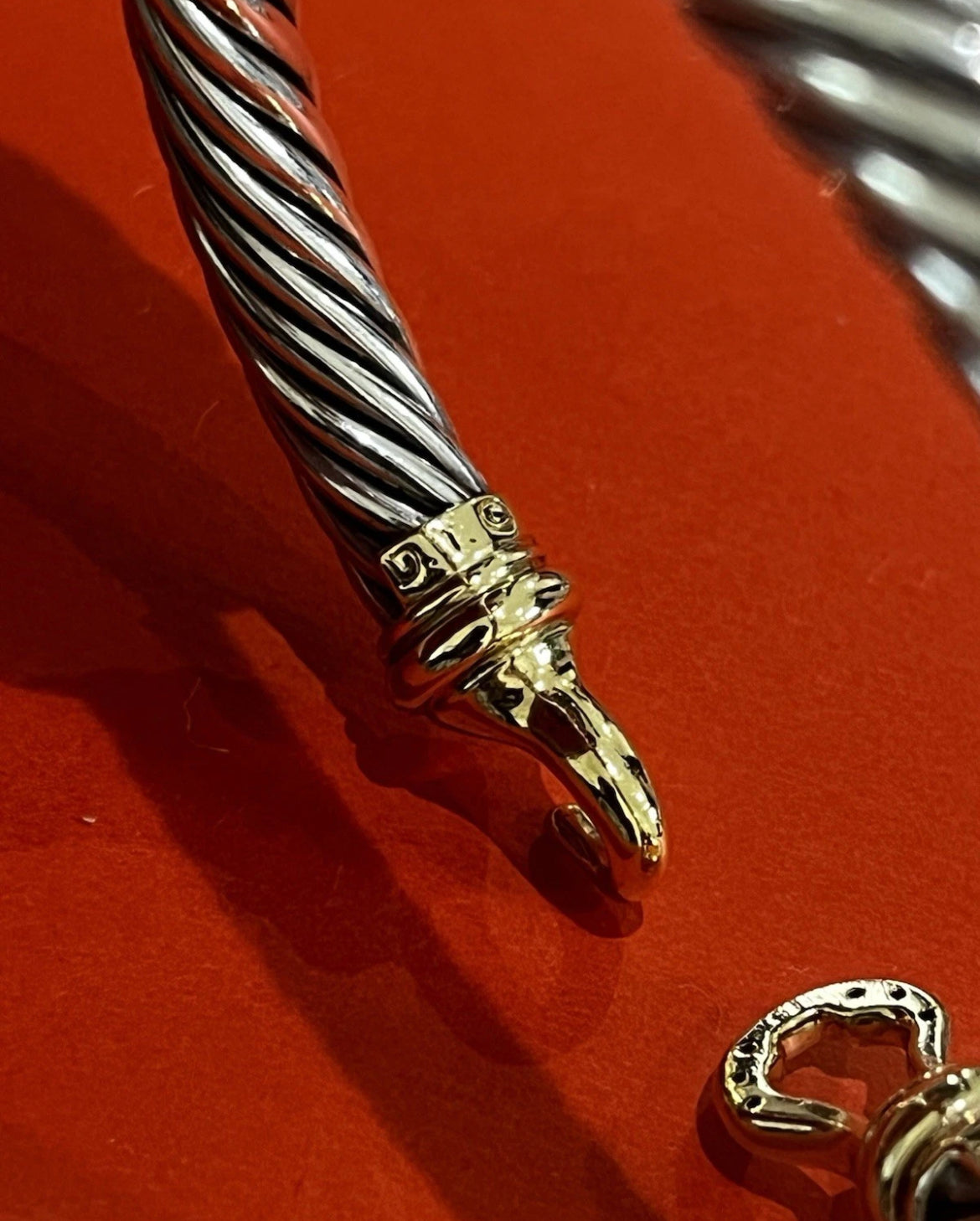 Preowned David Yurman 18k Gold And Silver Cable Buckle Bracelet 7mm