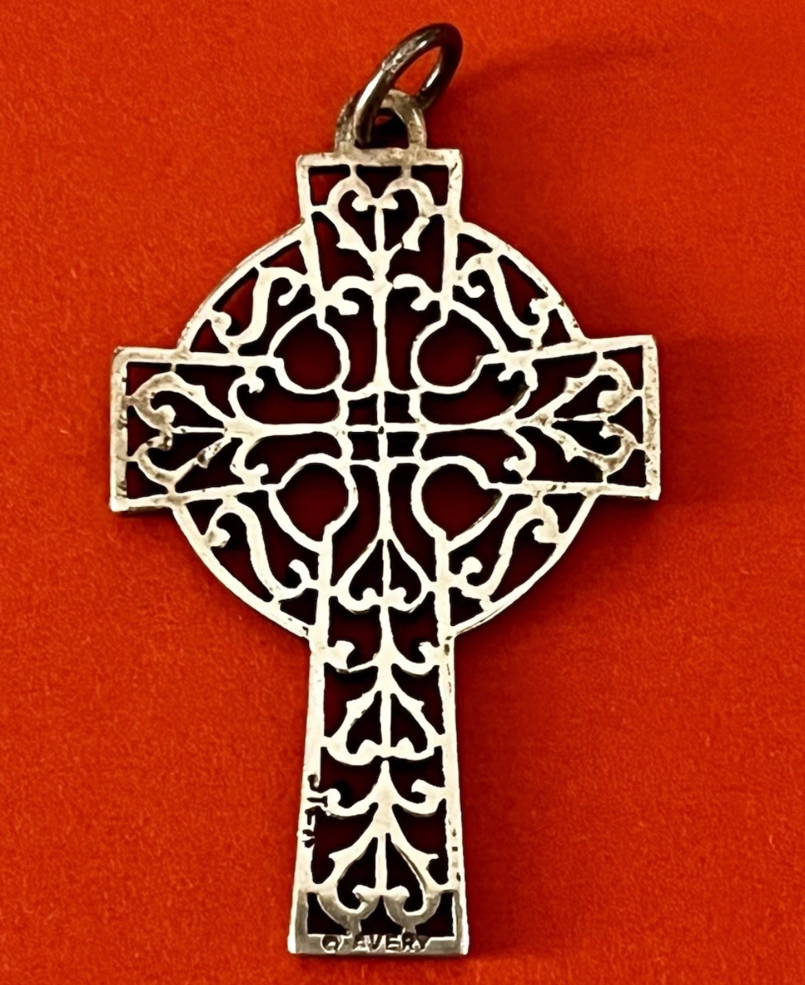 Preowned James Avery Retired Sterling Silver Adorned Celtic Cross Pendant 1.5”