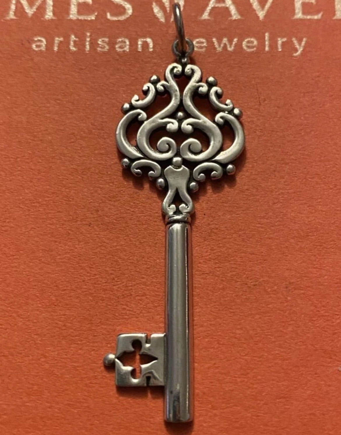 Preowned James Avery Retired Victorian Silver Key Pendant Conveyed From Brooch