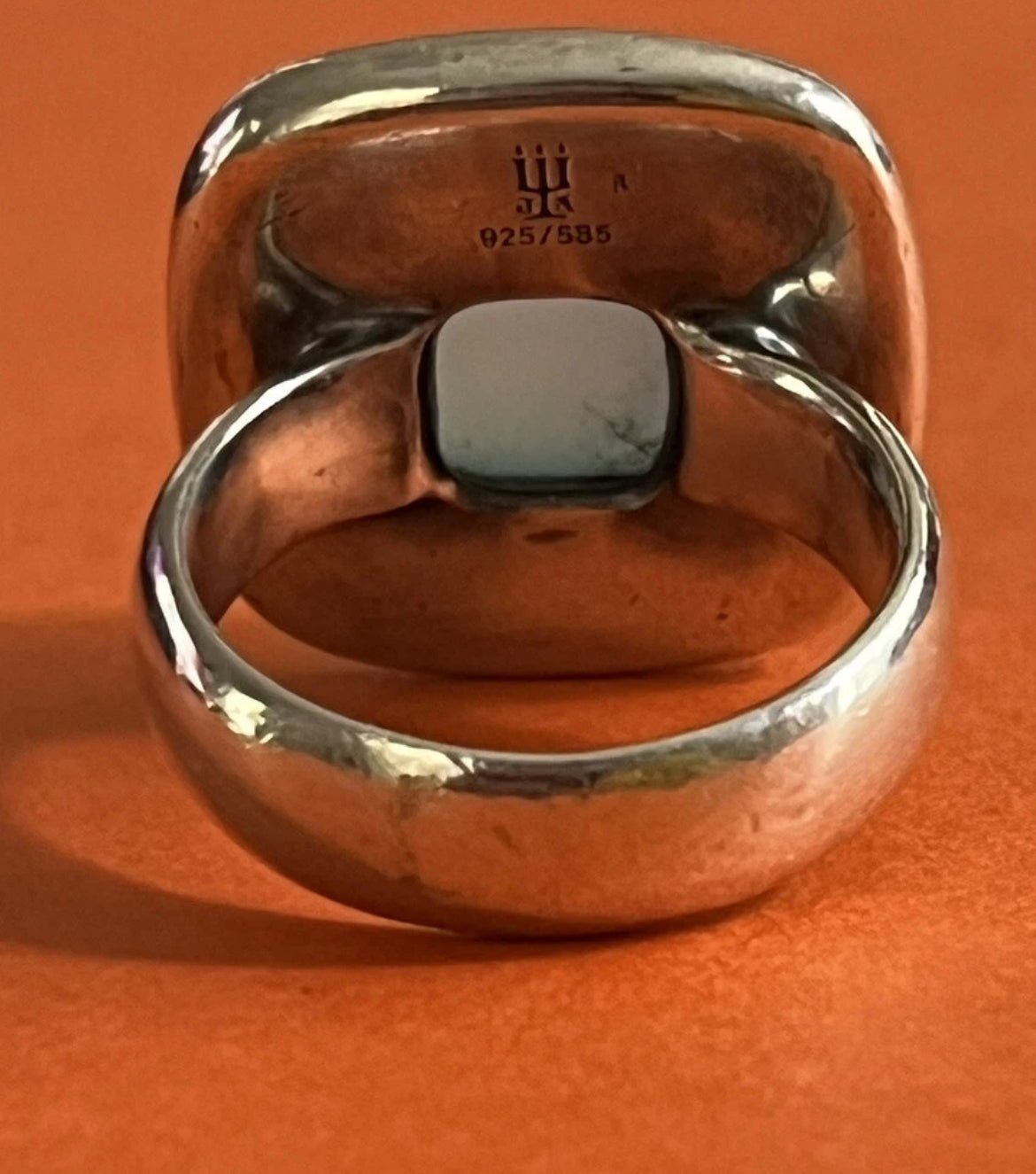 Preowned James Avery Retired RARE HTF Chalcedony 14k Gold And Silver Ring Size 8.5