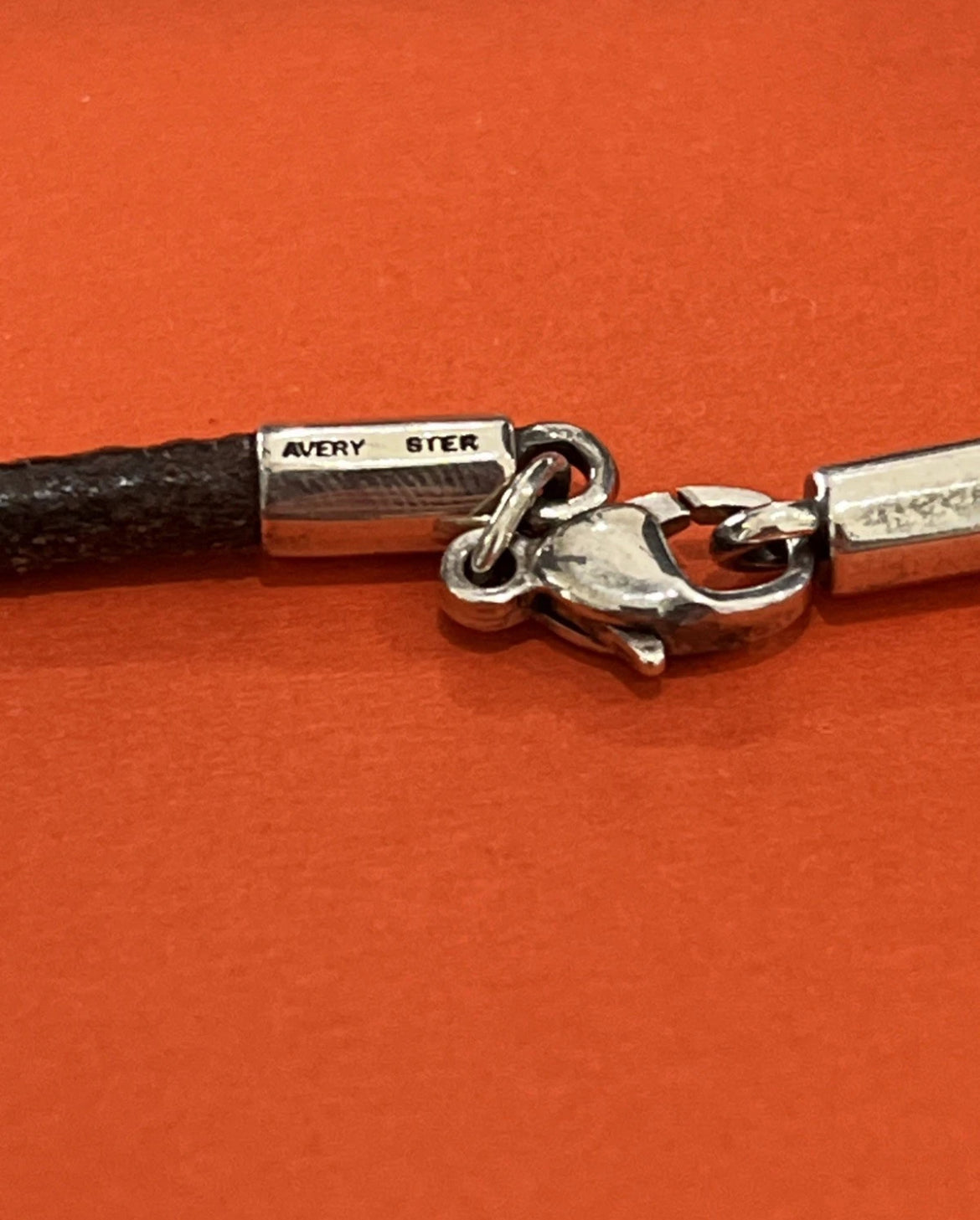 Preowned James Avery Retired Leather And Silver Ichthus On Cord 16”