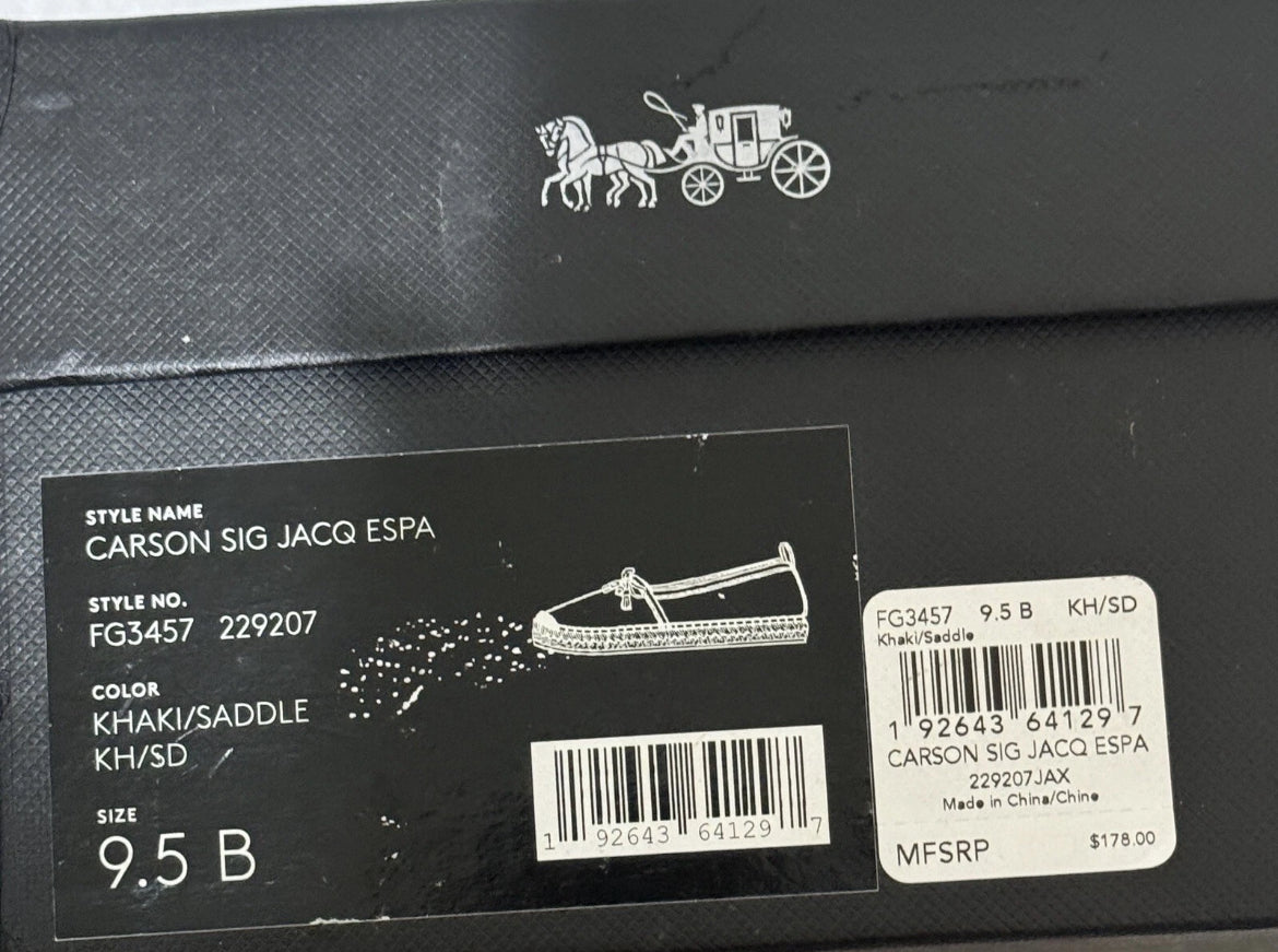 New Coach Carson Espadrille Khaki/Saddle Size 9.5