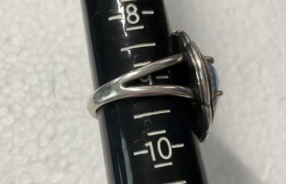 Preowned James Avery Retired Silver and Bronze Blue Stone Heirloom Ring Size 9