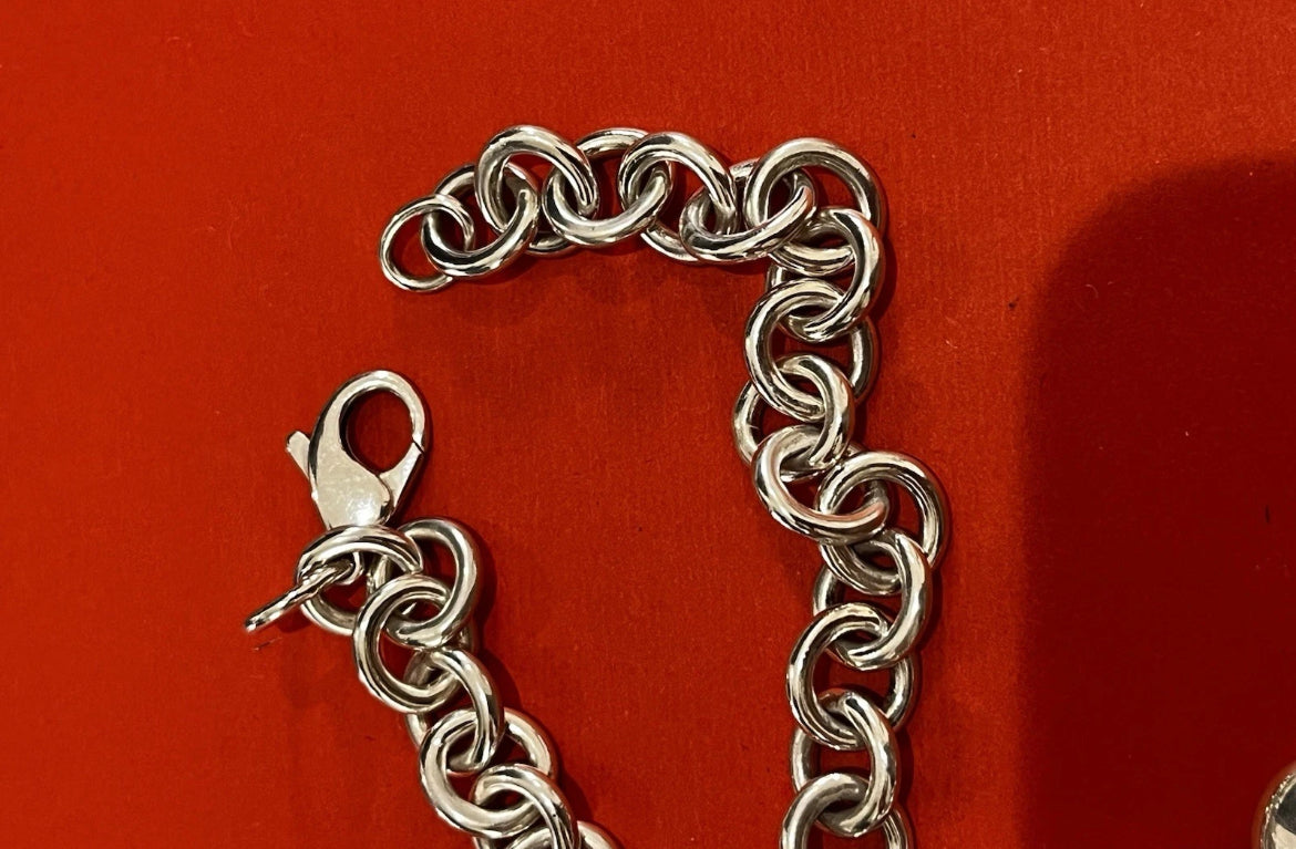 Preowned Tiffany & Co. Sterling Silver Chain Link Puffy Heart Necklace HEAVY 16”