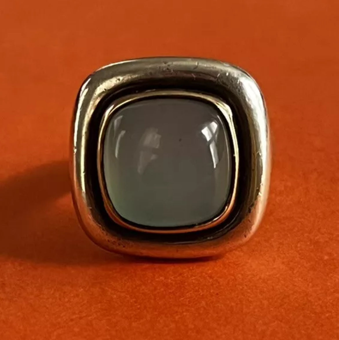 Preowned James Avery Retired RARE HTF Chalcedony 14k Gold And Silver Ring Size 8.5