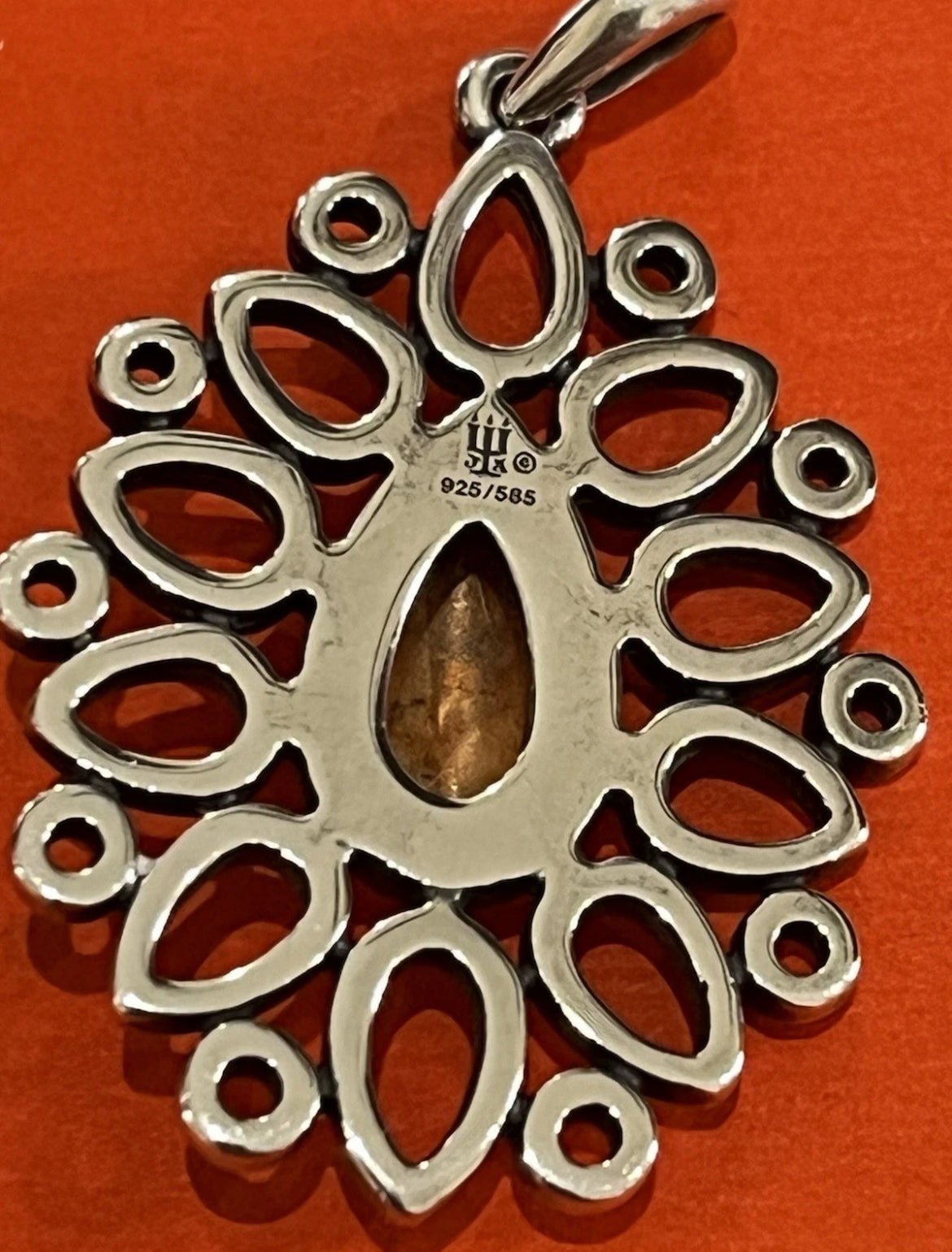 Preowned James Avery Retired 14k Gold & Sterling Silver Open Lattice Pendant
