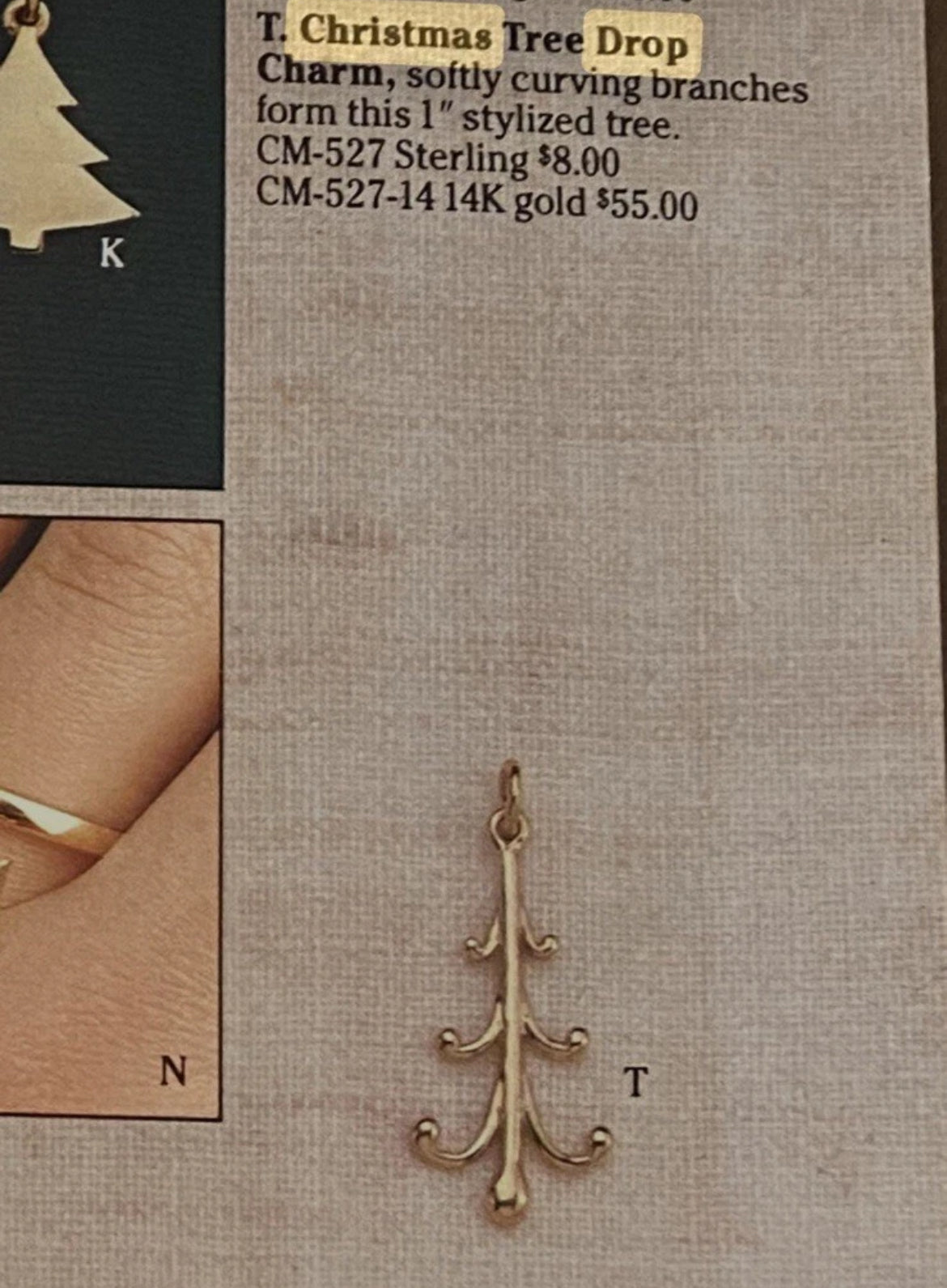 Preowned James Avery Retired Sterling Silver VINTAGE Christmas Tree Drop Charm Or Pendant