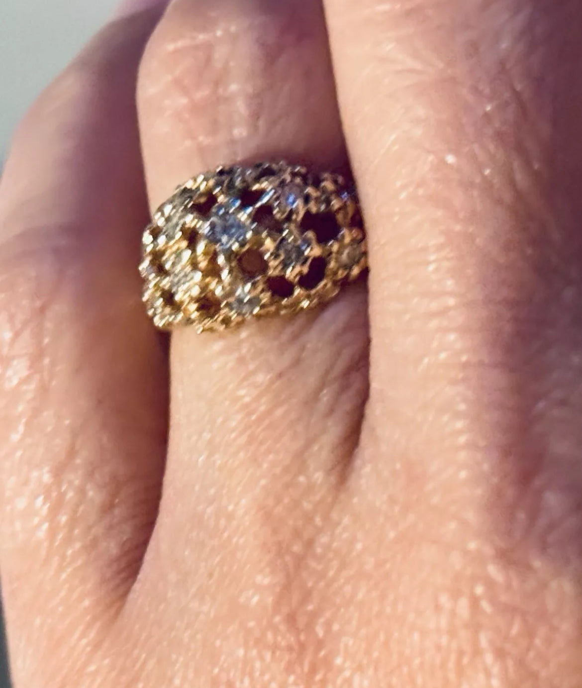 Preowned James Avery Retired RARE 14k Gold Small Daisy Diamond Ring Size 7.5 (.33 tcw)