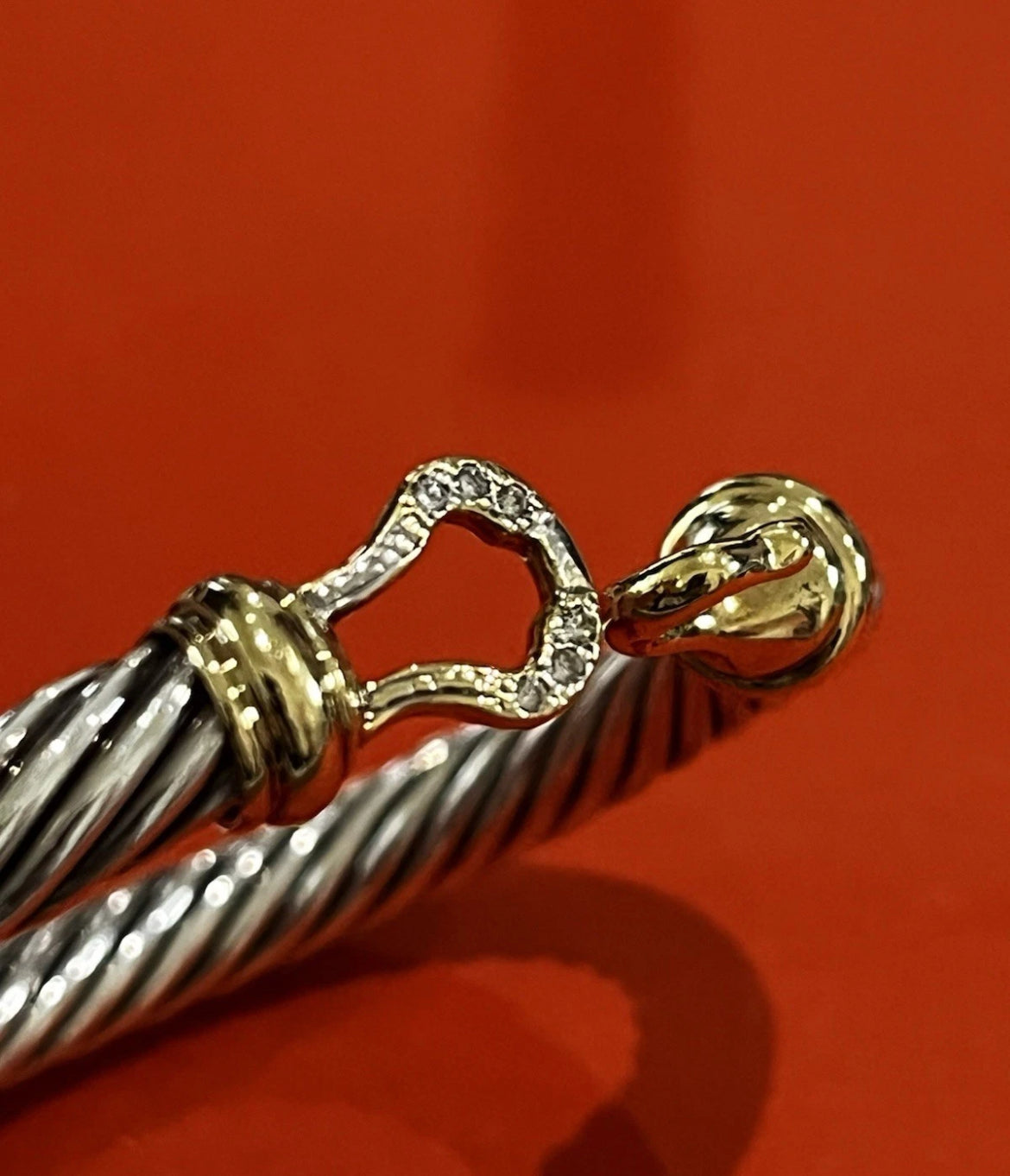 Preowned David Yurman 18k Gold And Silver Cable Buckle Bracelet 7mm