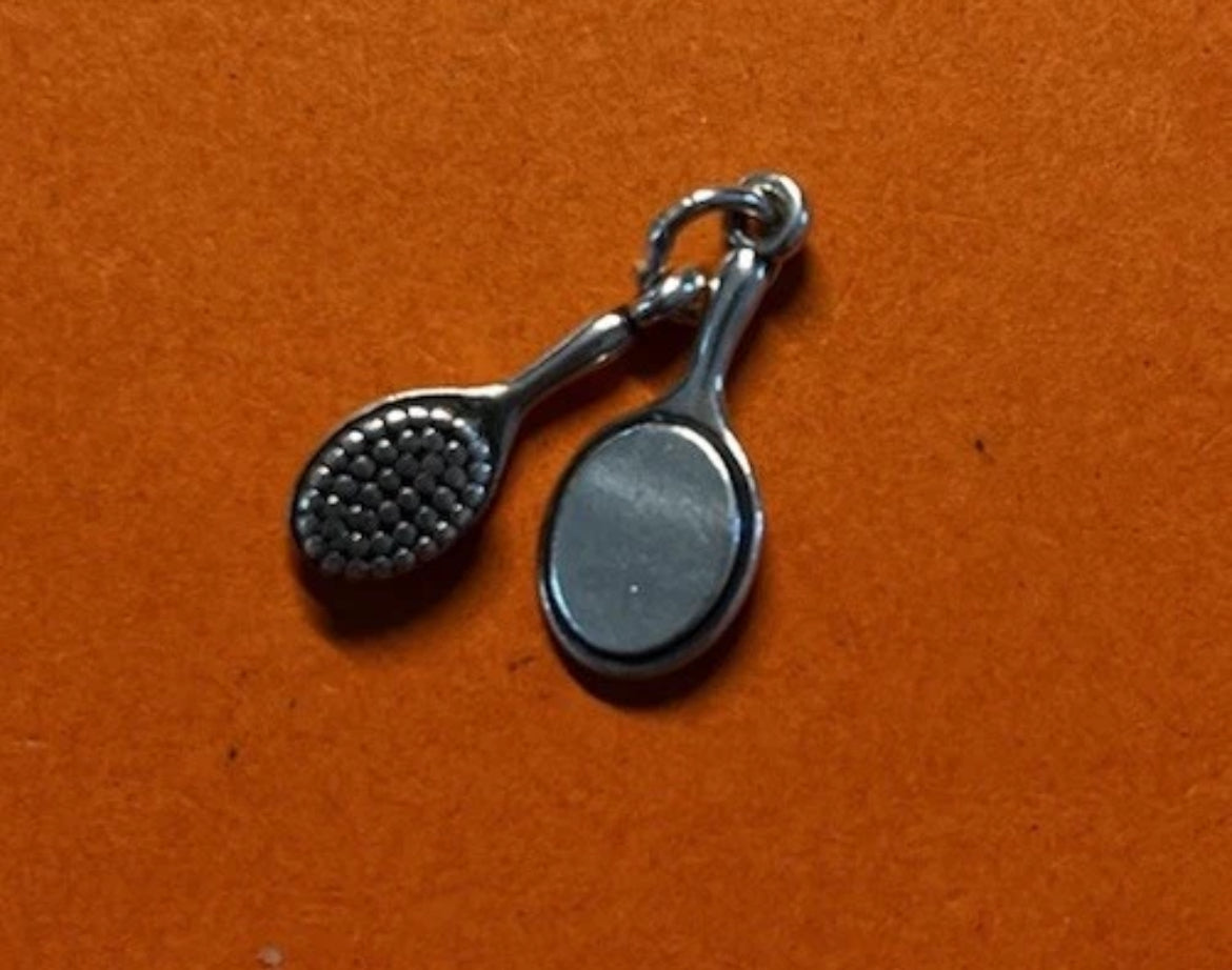 Preowned James Avery Retired Silver Brush And Mirror Charm Excellent Condition!