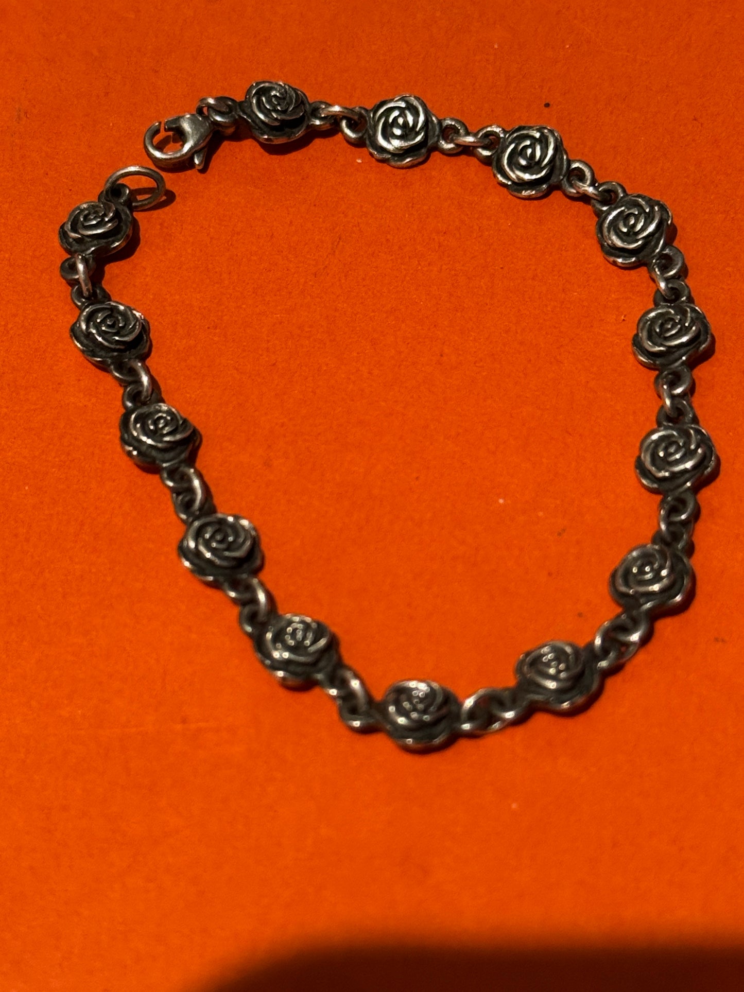 Pre Owned James Avery Retired Sterling Silver Rose Bud Bracelet 7” HTF Pre-Owned