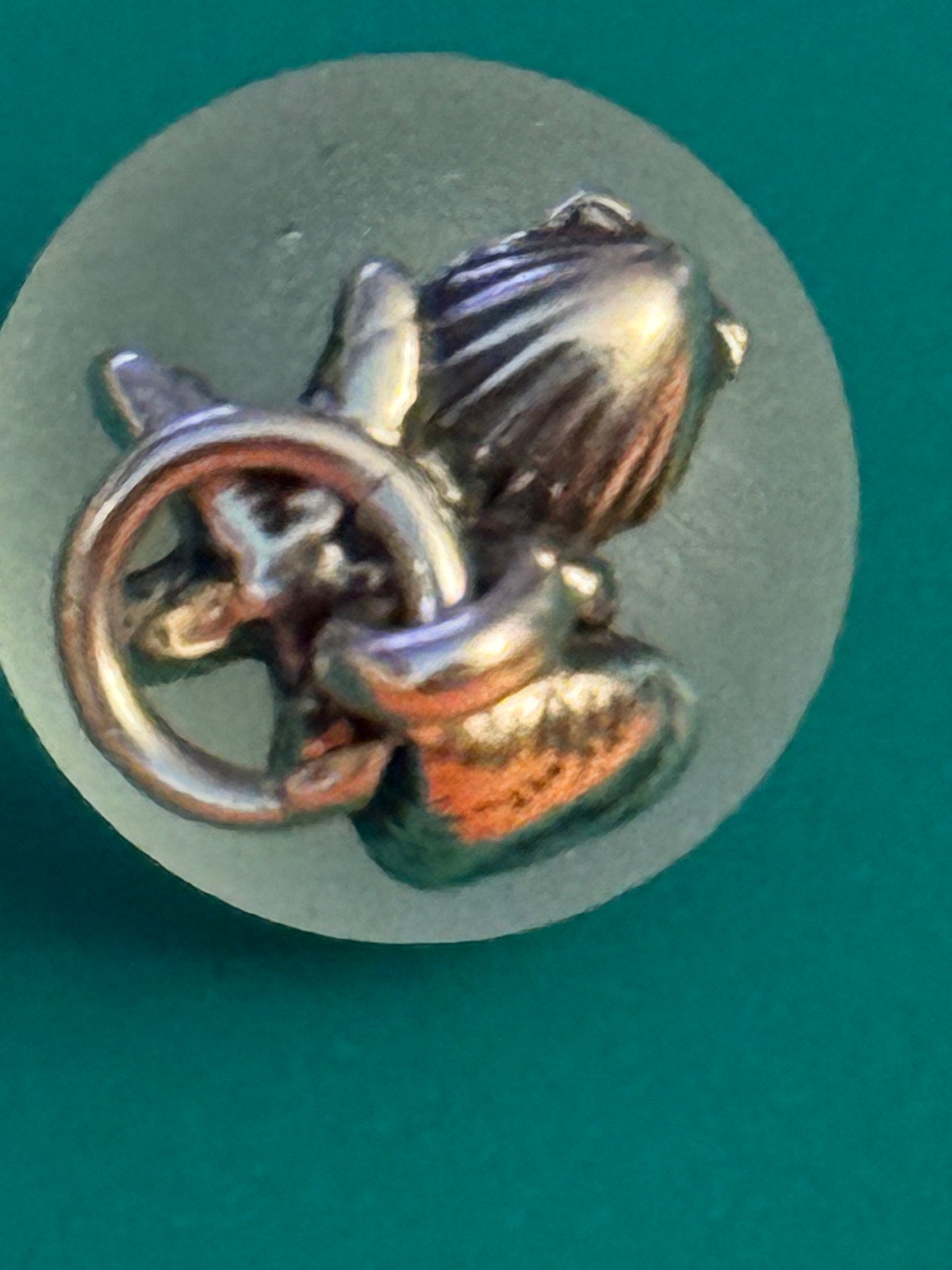 Pre Owned James Avery Retired Silver Beach Comber Sea Blue Glass Art Bead Charm
