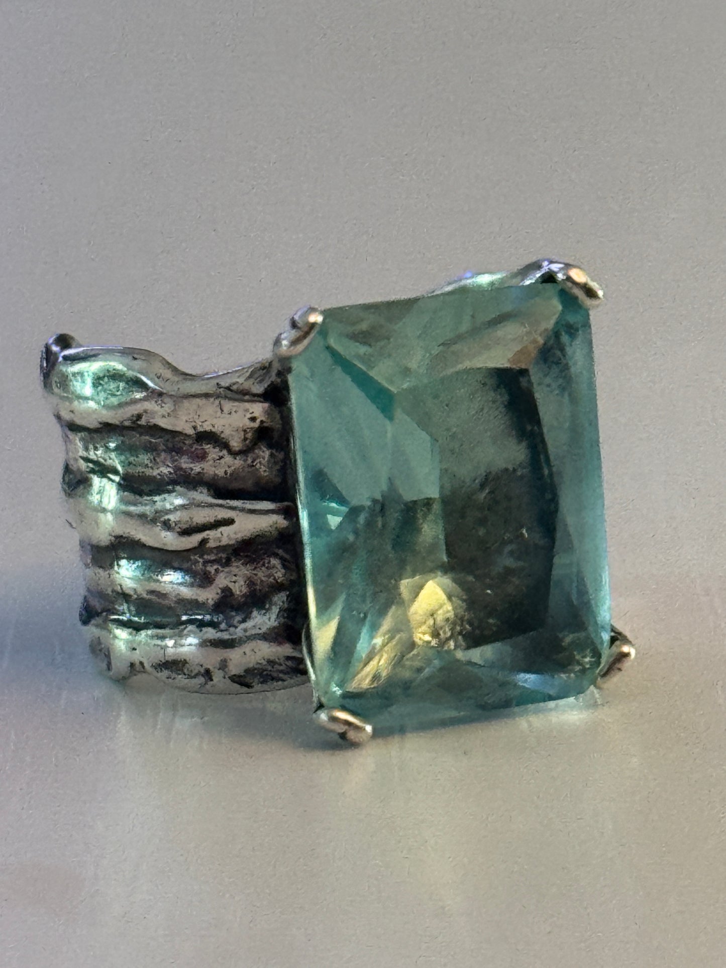 Silpada Sterling Silver Statement Ring Size 9 | Aquamarine Gemstone | Wide Band 925