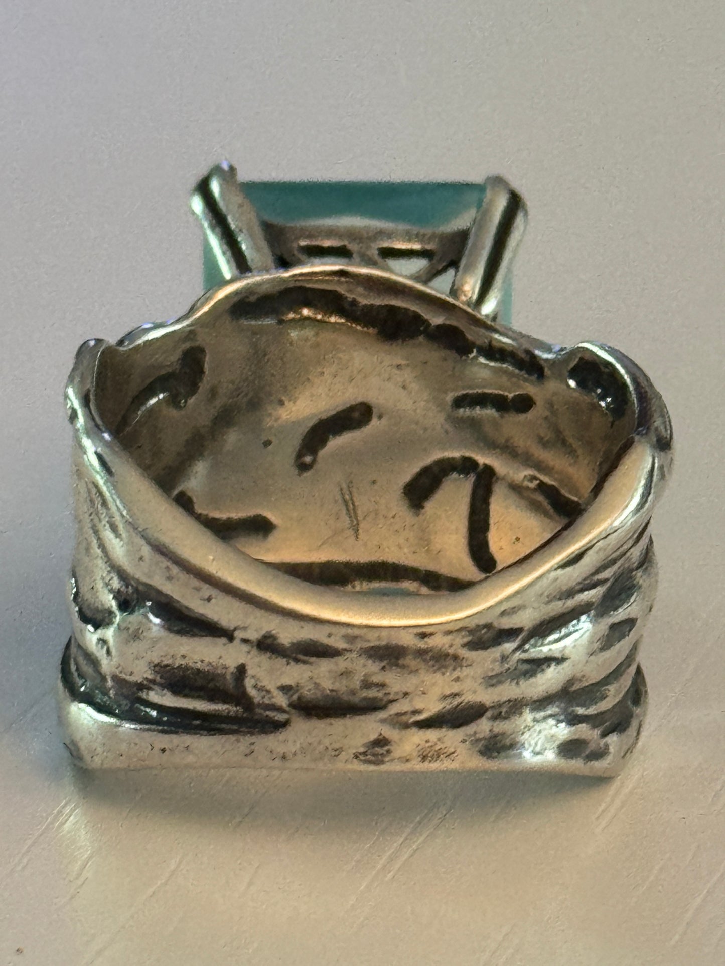 Silpada Sterling Silver Statement Ring Size 9 | Aquamarine Gemstone | Wide Band 925