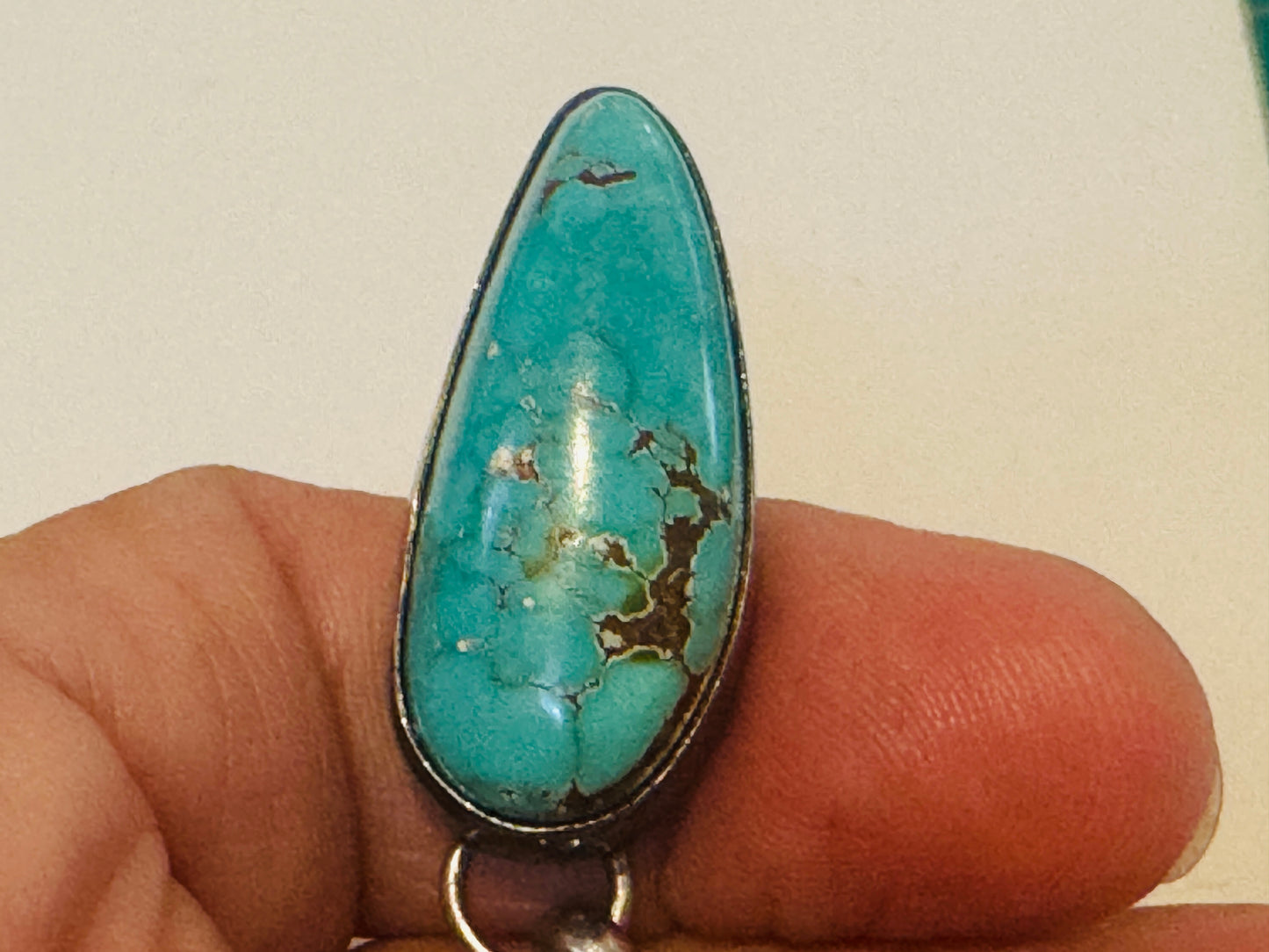 Vintage Navajo Eddie Garcia Feather Pendant – Kingman Turquoise – Sterling Silver 4” – 17.8g