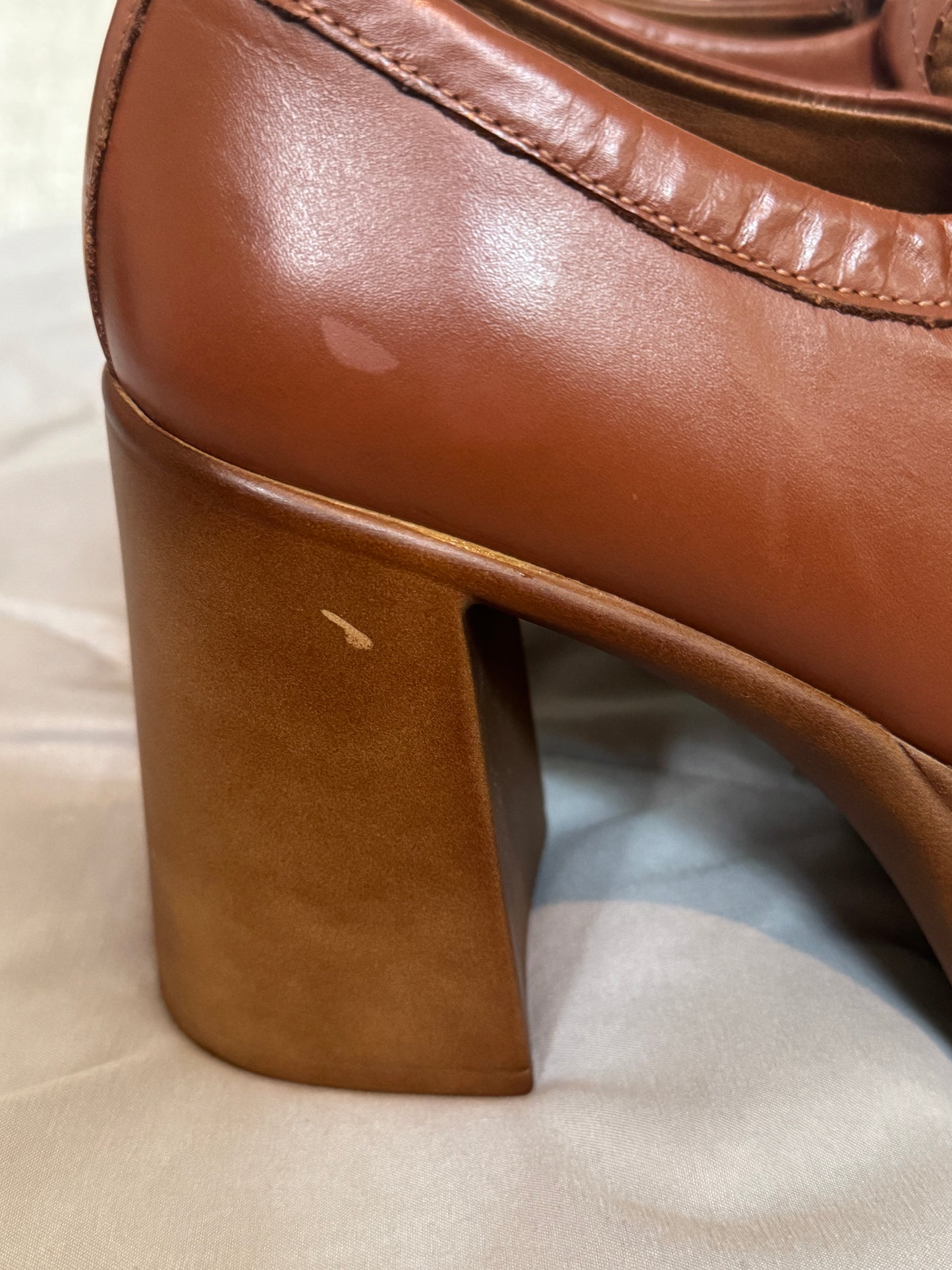 Steve Madden Perry Platform Loafers Cognac Brown Leather PERR02S1 Size 8