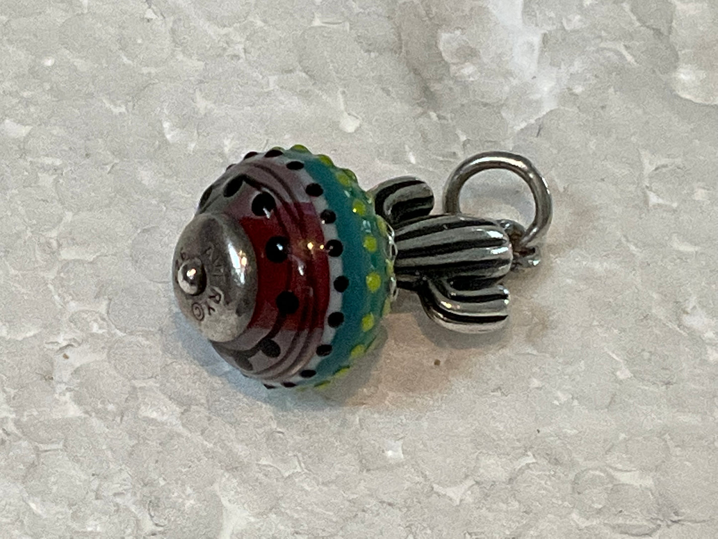 Pre Owned James Avery Retired Silver Cactus Art Glass Finial Charm