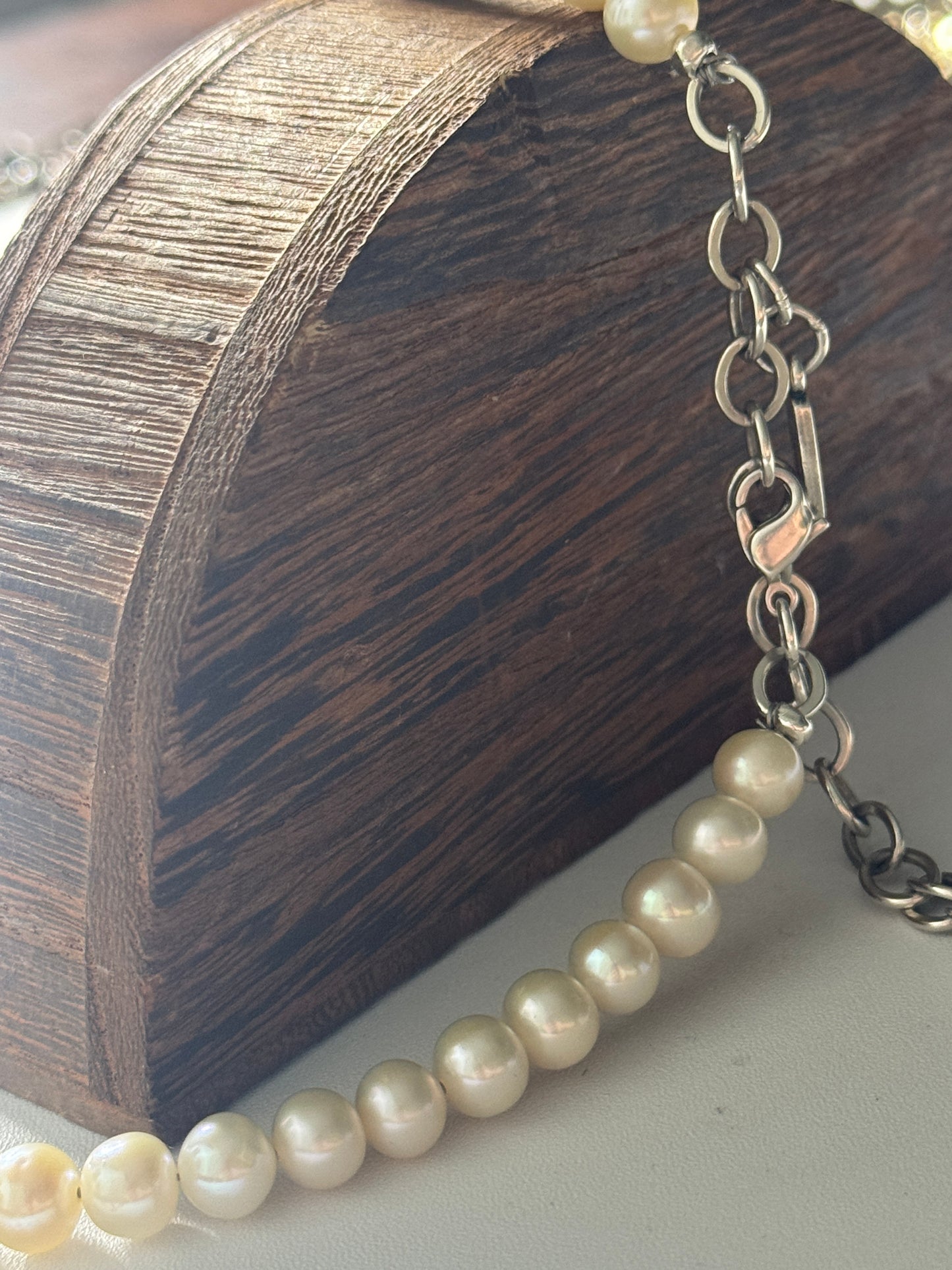 Genuine Pearl Necklace with James Avery Interchangeable Charm Holder 16”