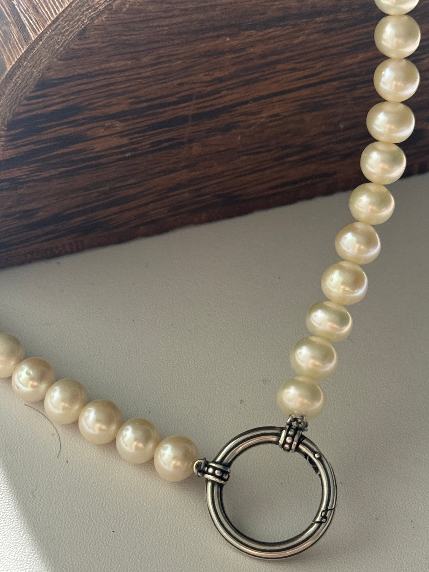 Genuine Pearl Necklace with James Avery Interchangeable Charm Holder 16”