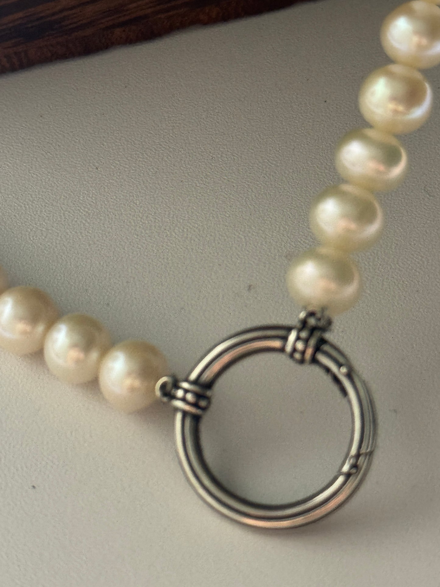 Genuine Pearl Necklace with James Avery Interchangeable Charm Holder 16”
