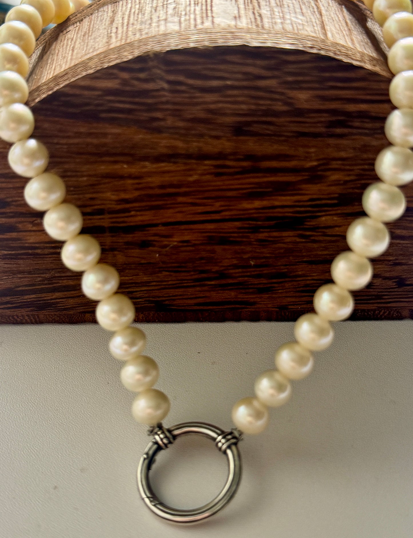 Genuine Pearl Necklace with James Avery Interchangeable Charm Holder 16”