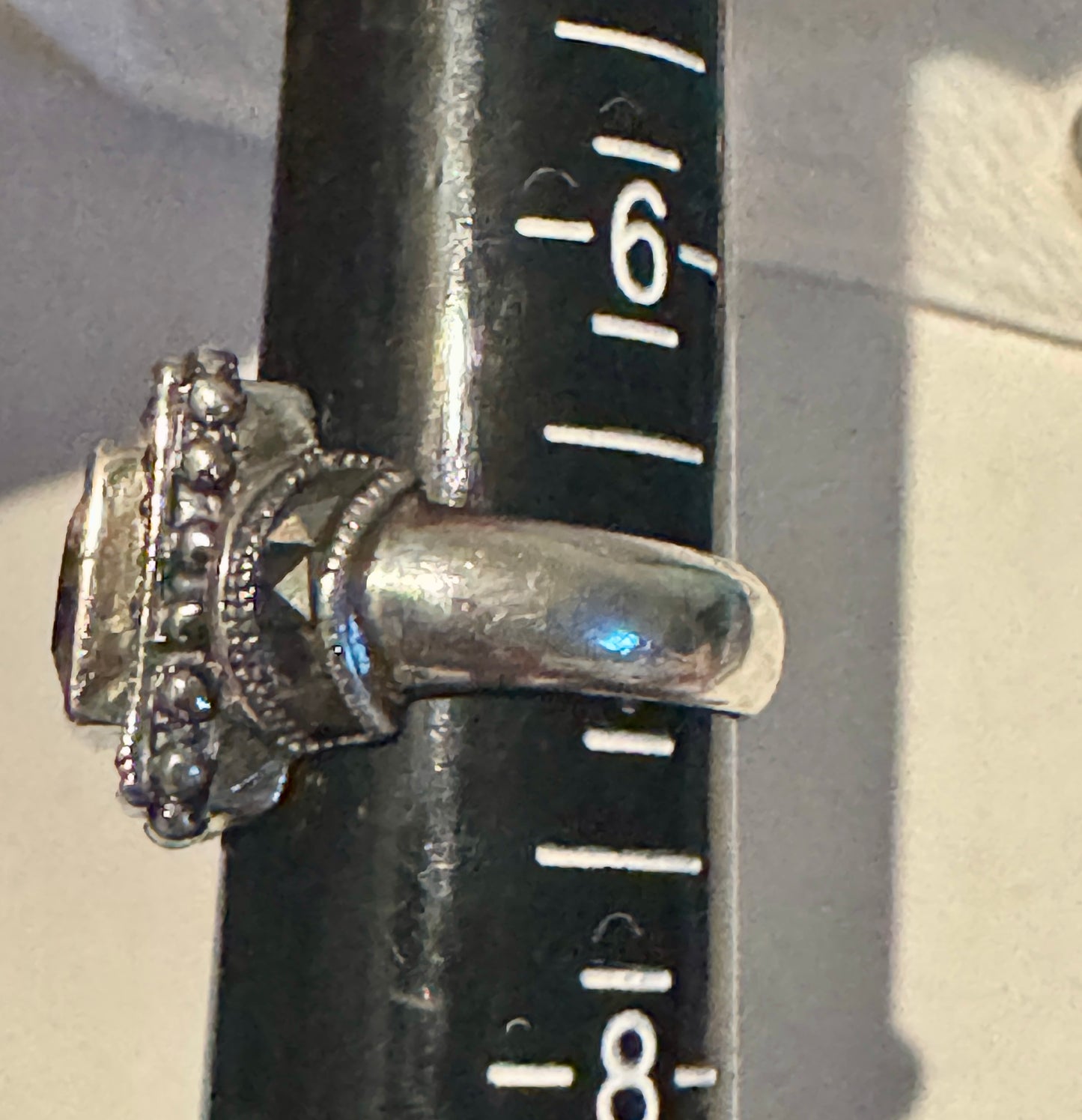 925 Sterling Silver Vintage Marcasite Gem & CZ Square Ring Size 7