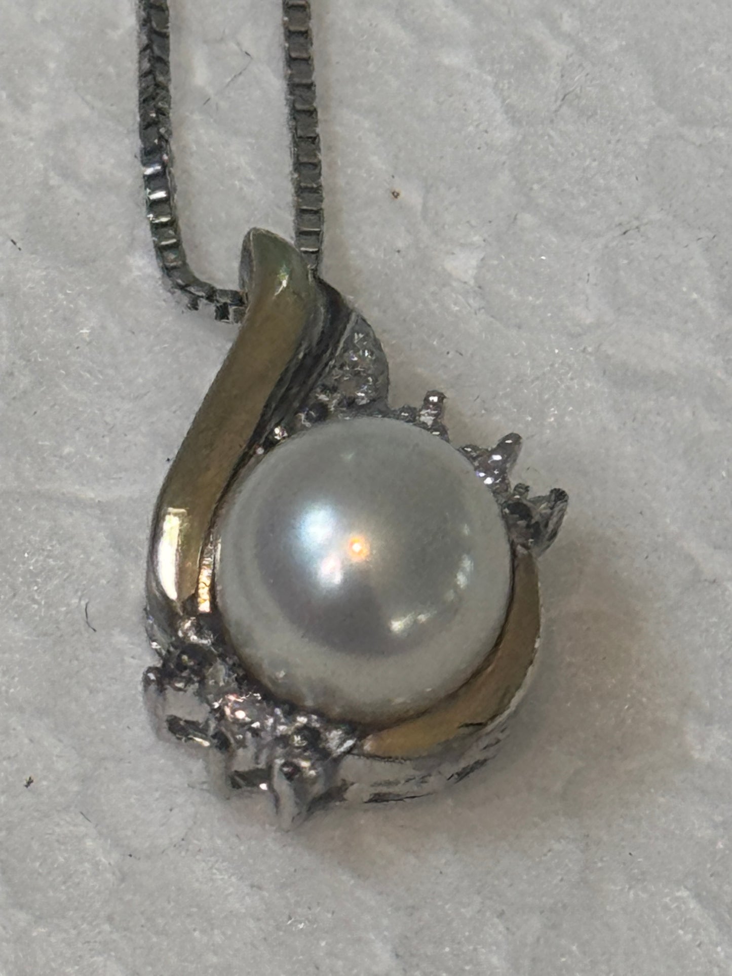 Alwand Vahan 10k Yellow Gold & Sterling Silver Pearl & Diamond Pendant Necklace 17”