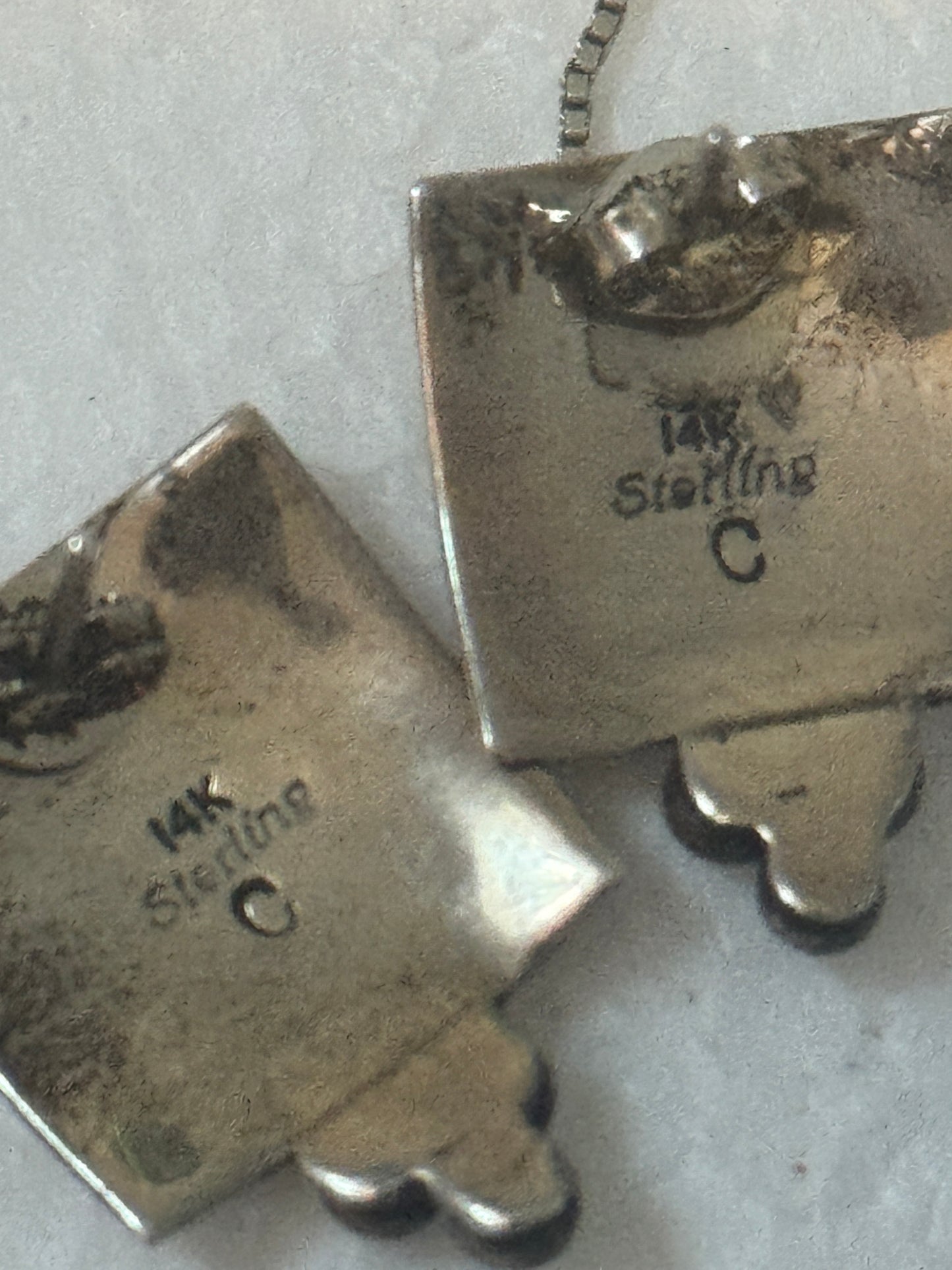 Native American Navajo 14k Gold and Sterling Silver Earrings Signed C