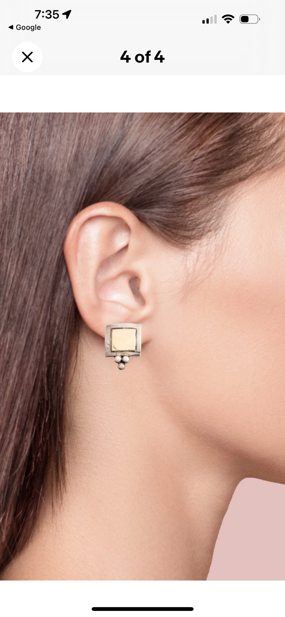 Native American Navajo 14k Gold and Sterling Silver Earrings Signed C