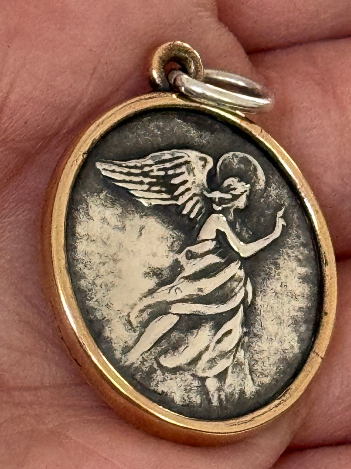 James Avery Retired Silver and Bronze Sapharina Angel Pendant or Charm