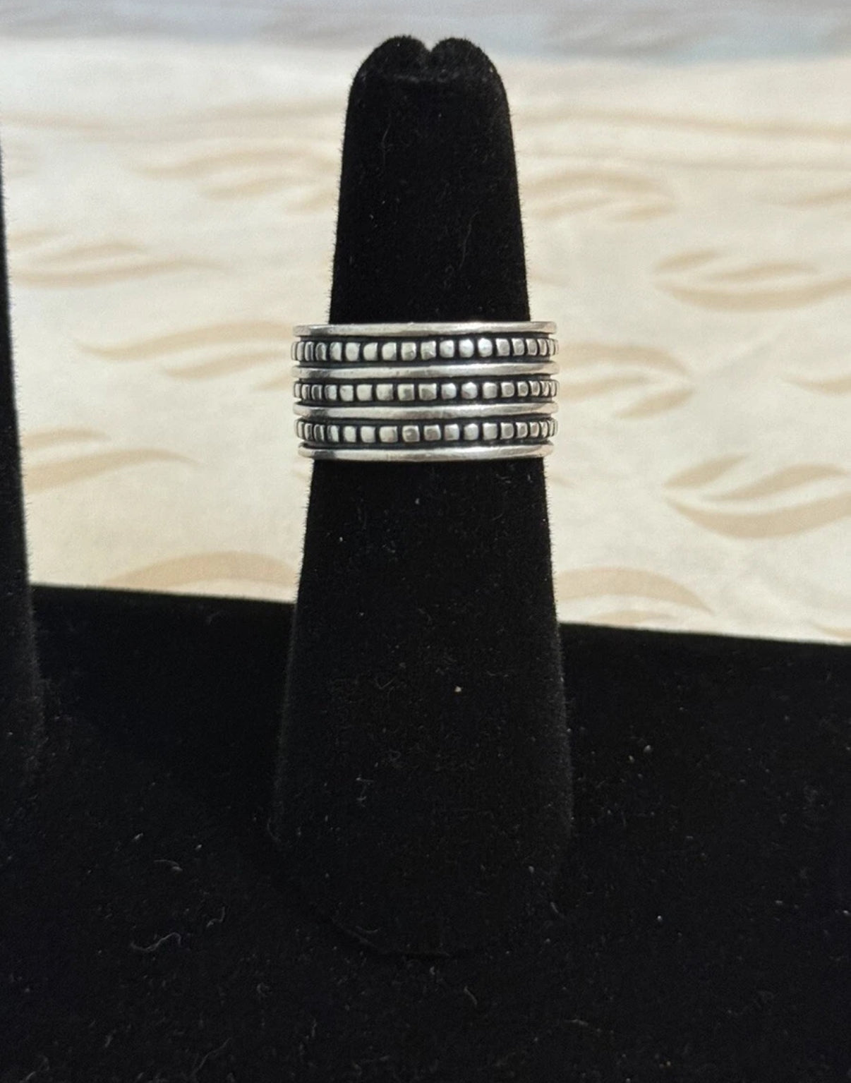 Pre-Owned James Avery Retired Sterling Silver Wide Band Ring Triple Row Dotted Size 7