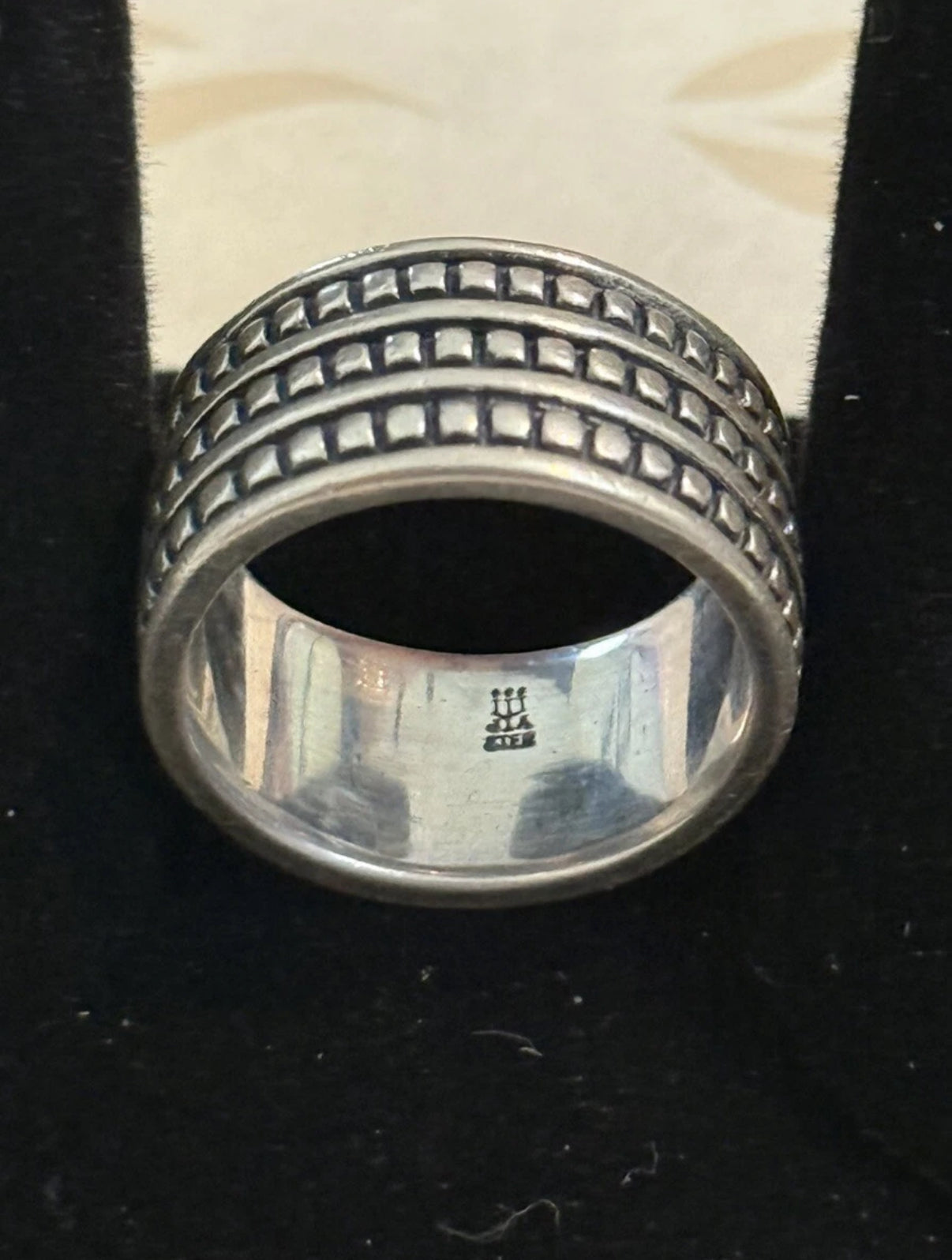 Pre-Owned James Avery Retired Sterling Silver Wide Band Ring Triple Row Dotted Size 7