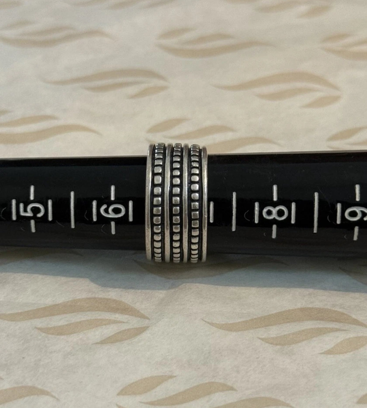 Pre-Owned James Avery Retired Sterling Silver Wide Band Ring Triple Row Dotted Size 7