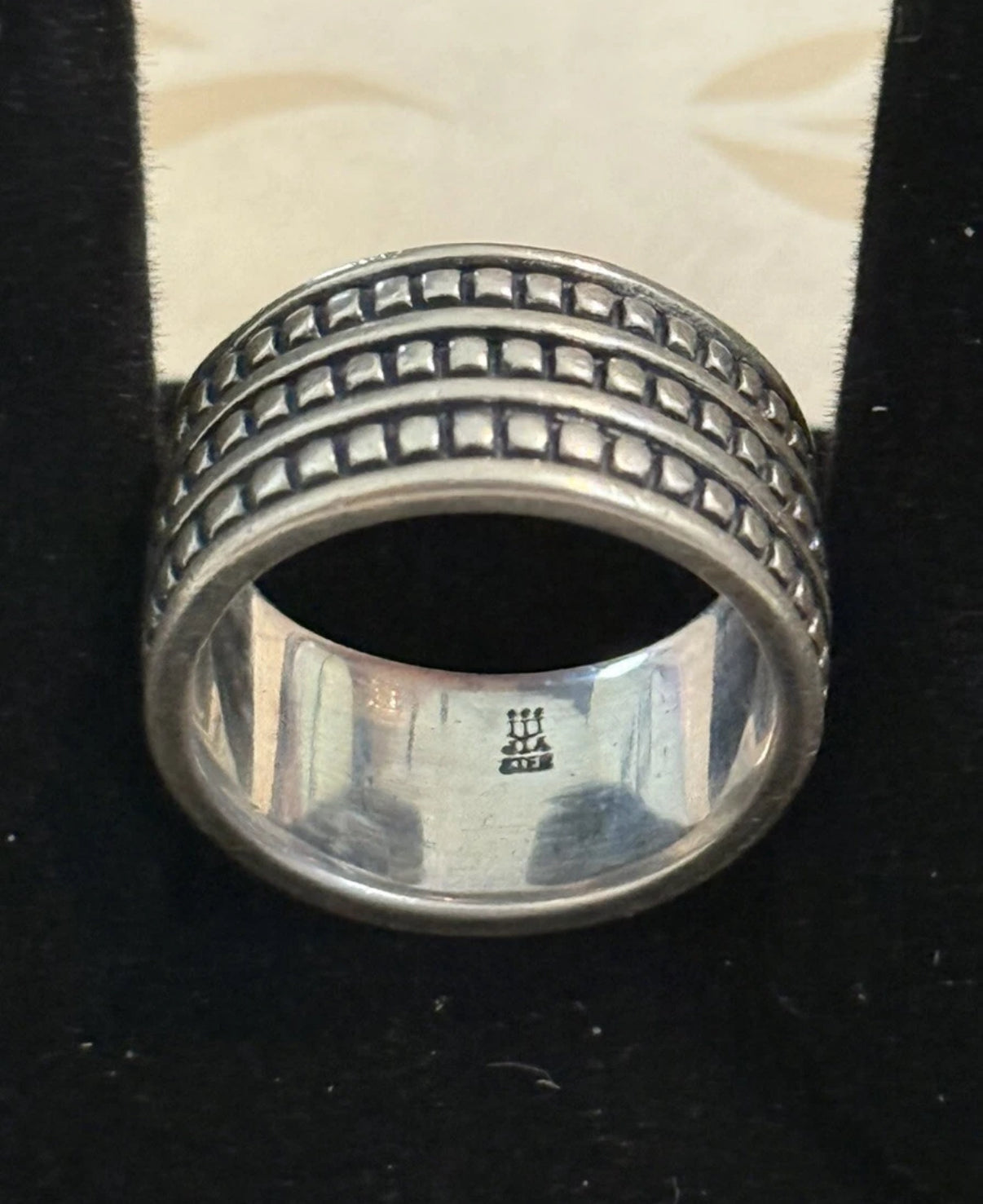 Pre-Owned James Avery Retired Sterling Silver Wide Band Ring Triple Row Dotted Size 7