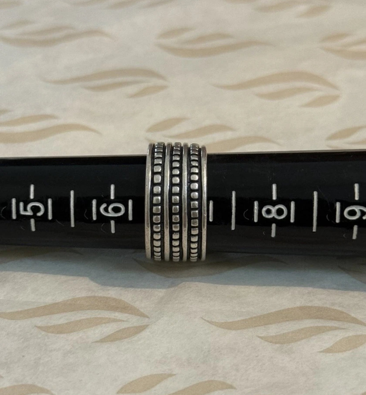 Pre-Owned James Avery Retired Sterling Silver Wide Band Ring Triple Row Dotted Size 7