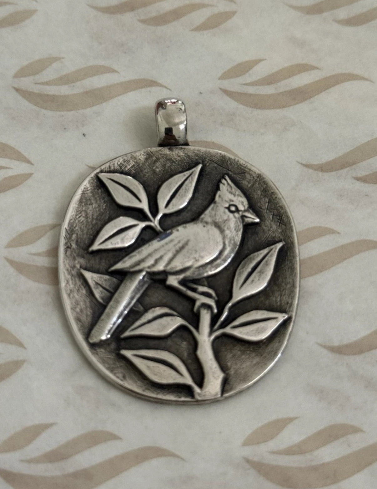 Pre-Owned James Avery Sterling Silver Retired Cardinal on Branch Pendant