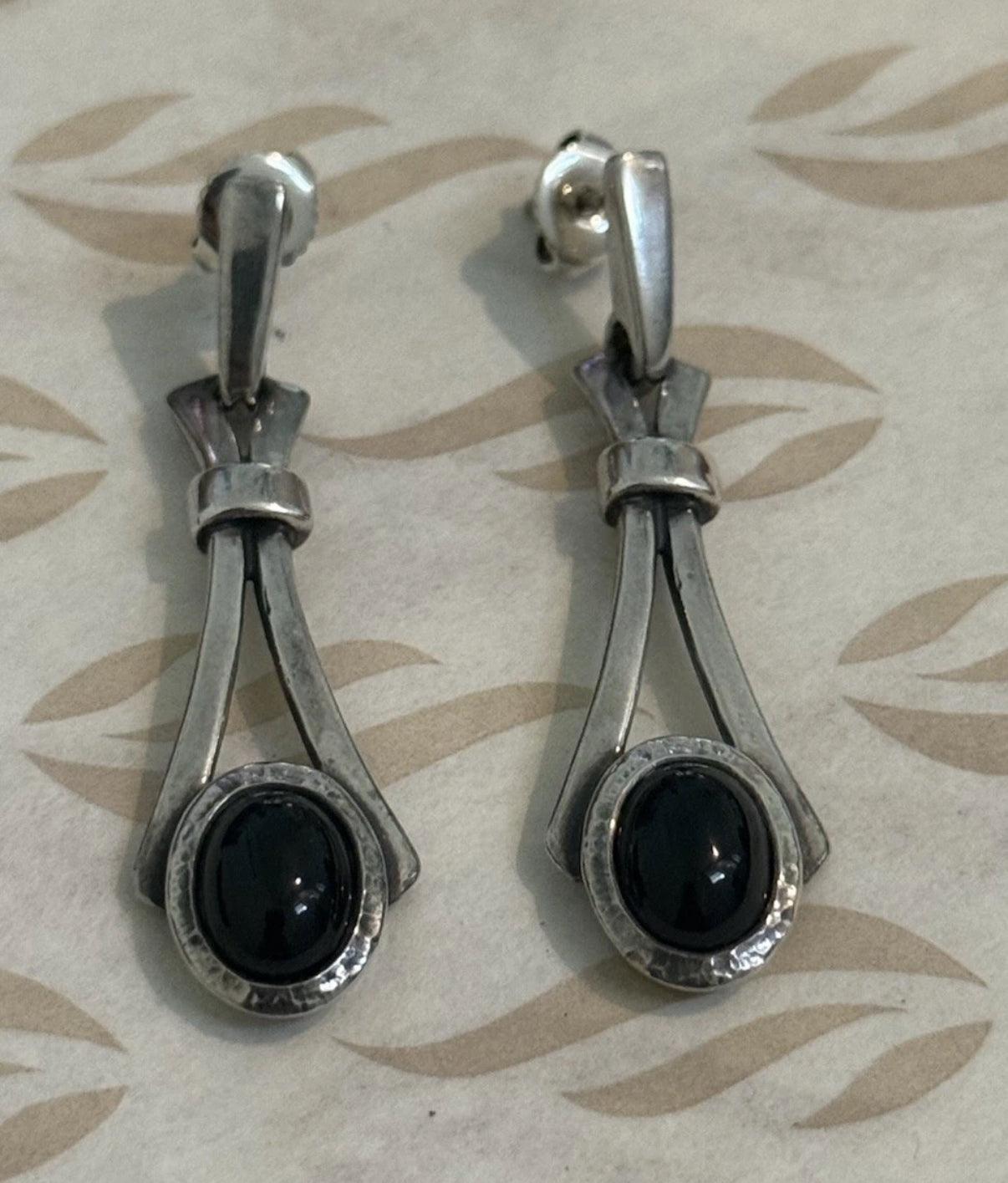 Pre-Owned James Avery Retired Sterling Silver & Onyx Dangle Earrings