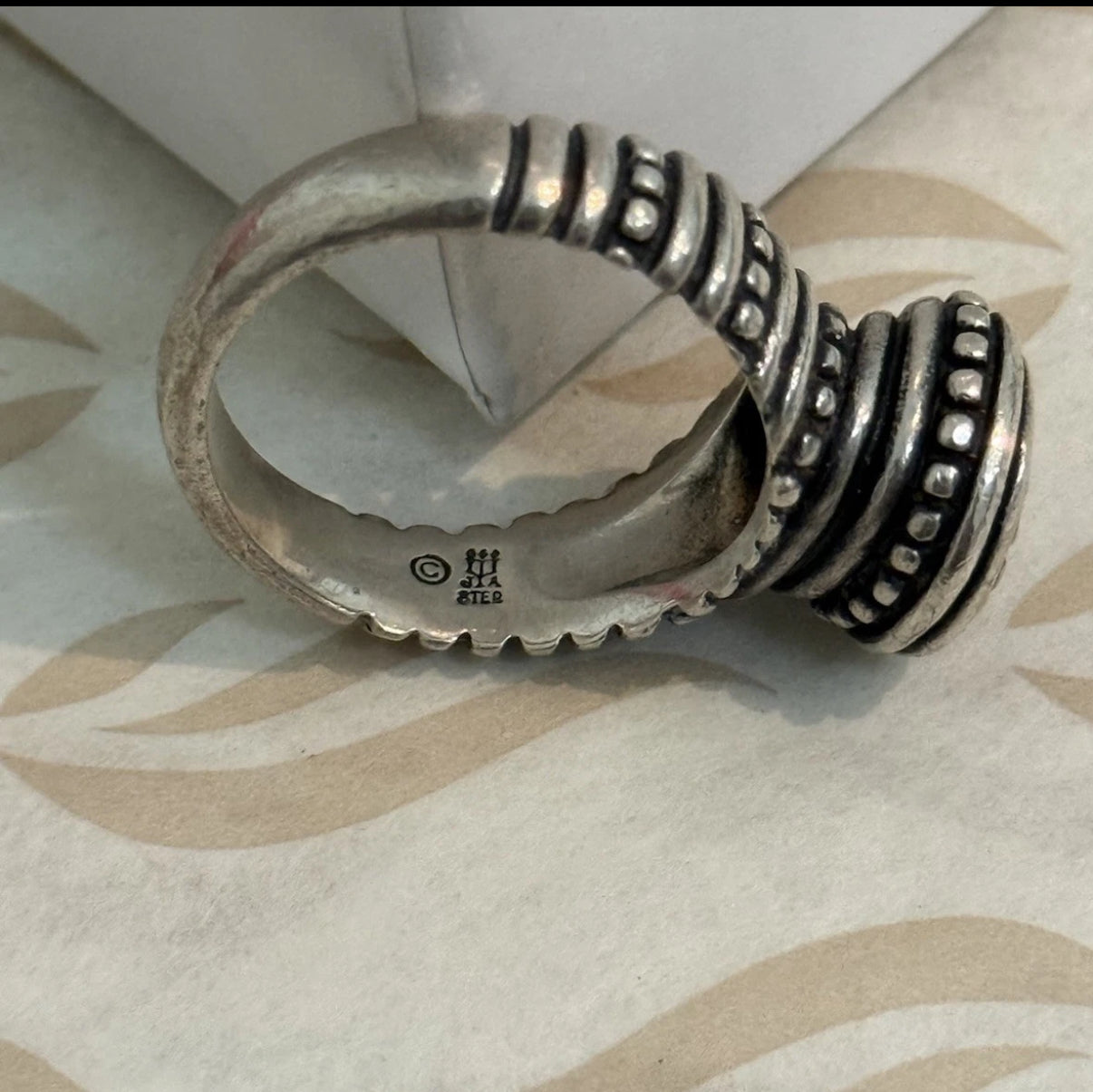 Pre-Owned James Avery Retired Sterling Silver African Beaded Ring Size 9