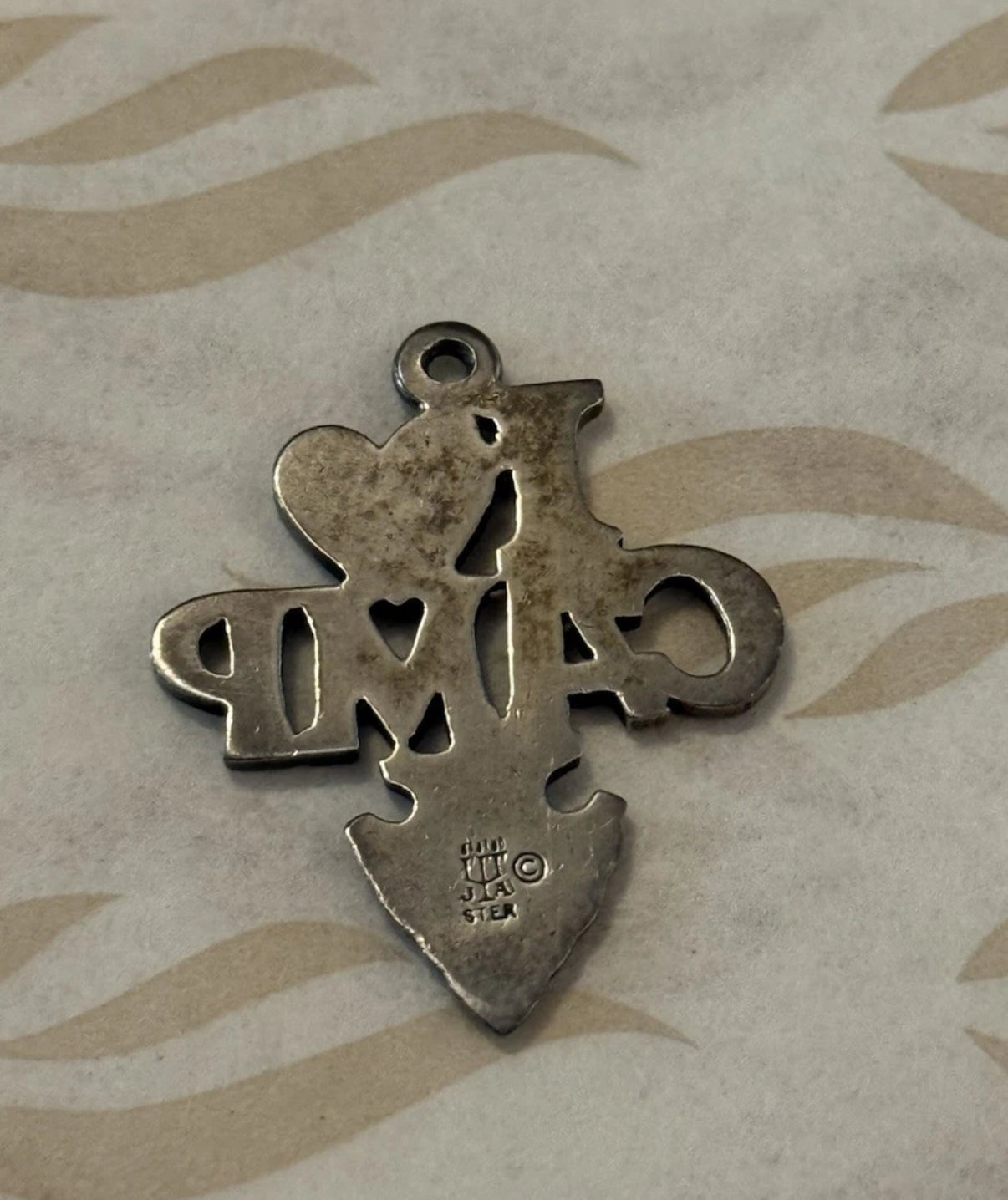 Pre-Owned James Avery Sterling Silver Retired I Love Camp Arrowhead Charm