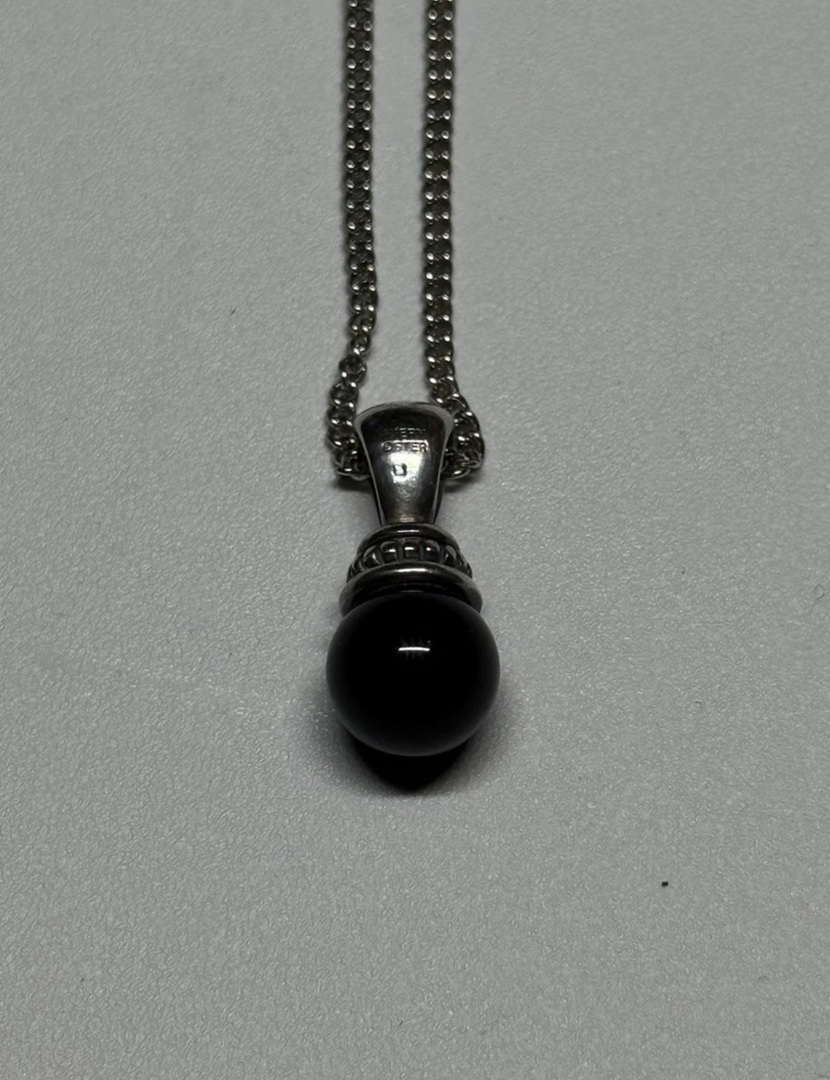 Pre-Owned James Avery Retired Sterling Silver Beaded Black Onyx Pendant 18” Necklace