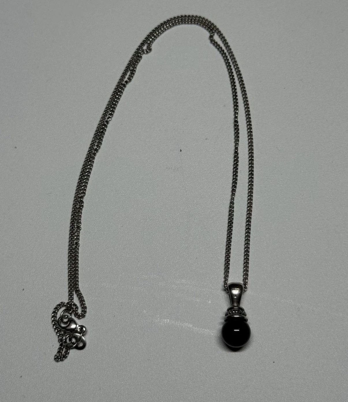 Pre-Owned James Avery Retired Sterling Silver Beaded Black Onyx Pendant 18” Necklace
