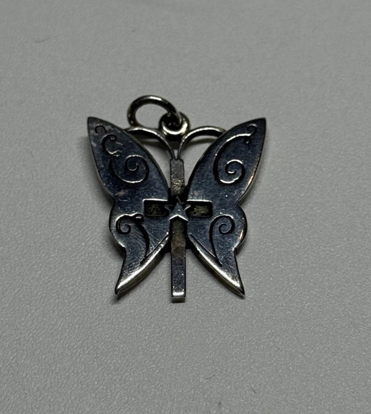 Pre-Owned James Avery Retired Sterling Silver Butterfly Cross and Star Pendant
