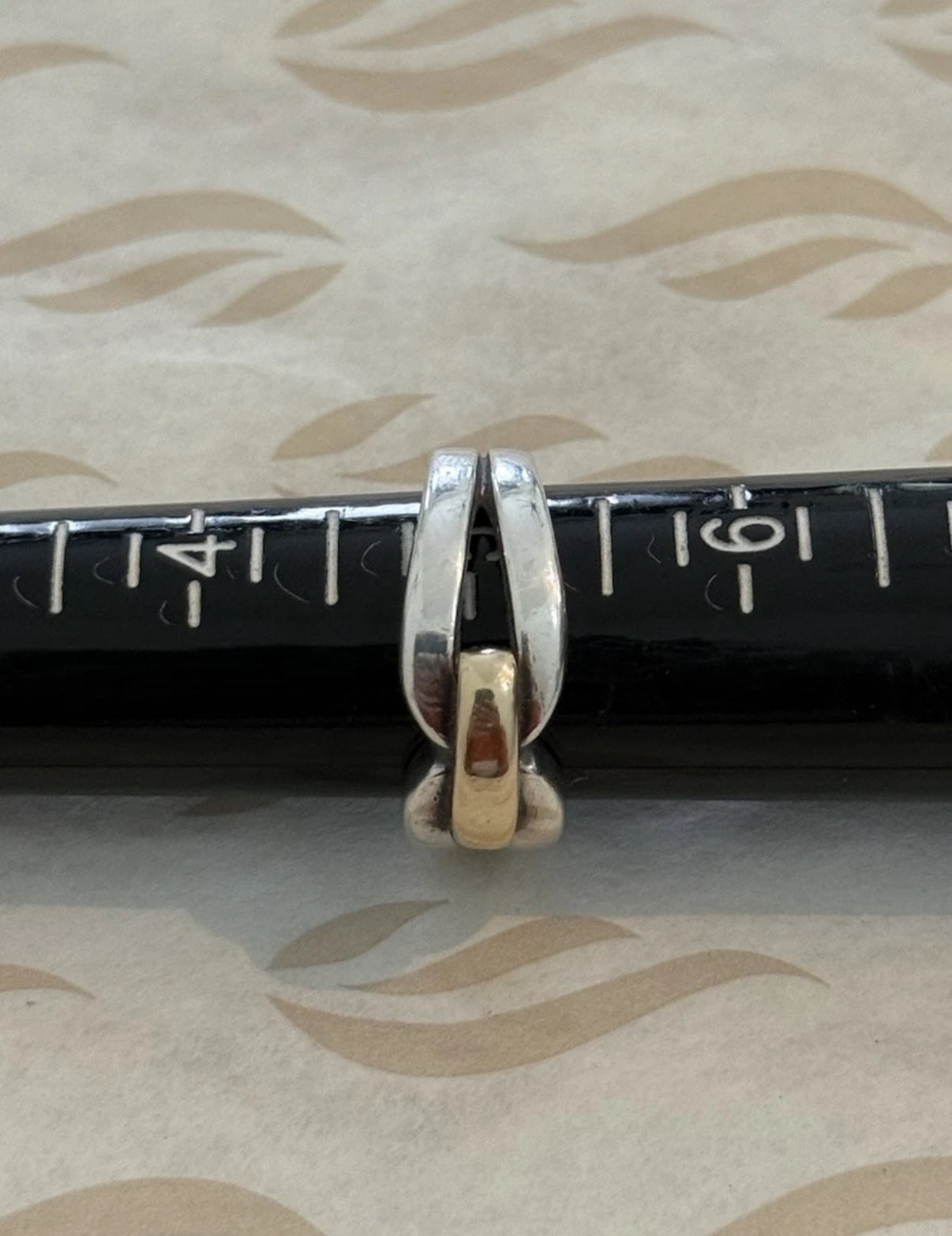 Pre-Owned James Avery Retired Sterling Silver & Gold Enduring Bond Ring Size 5