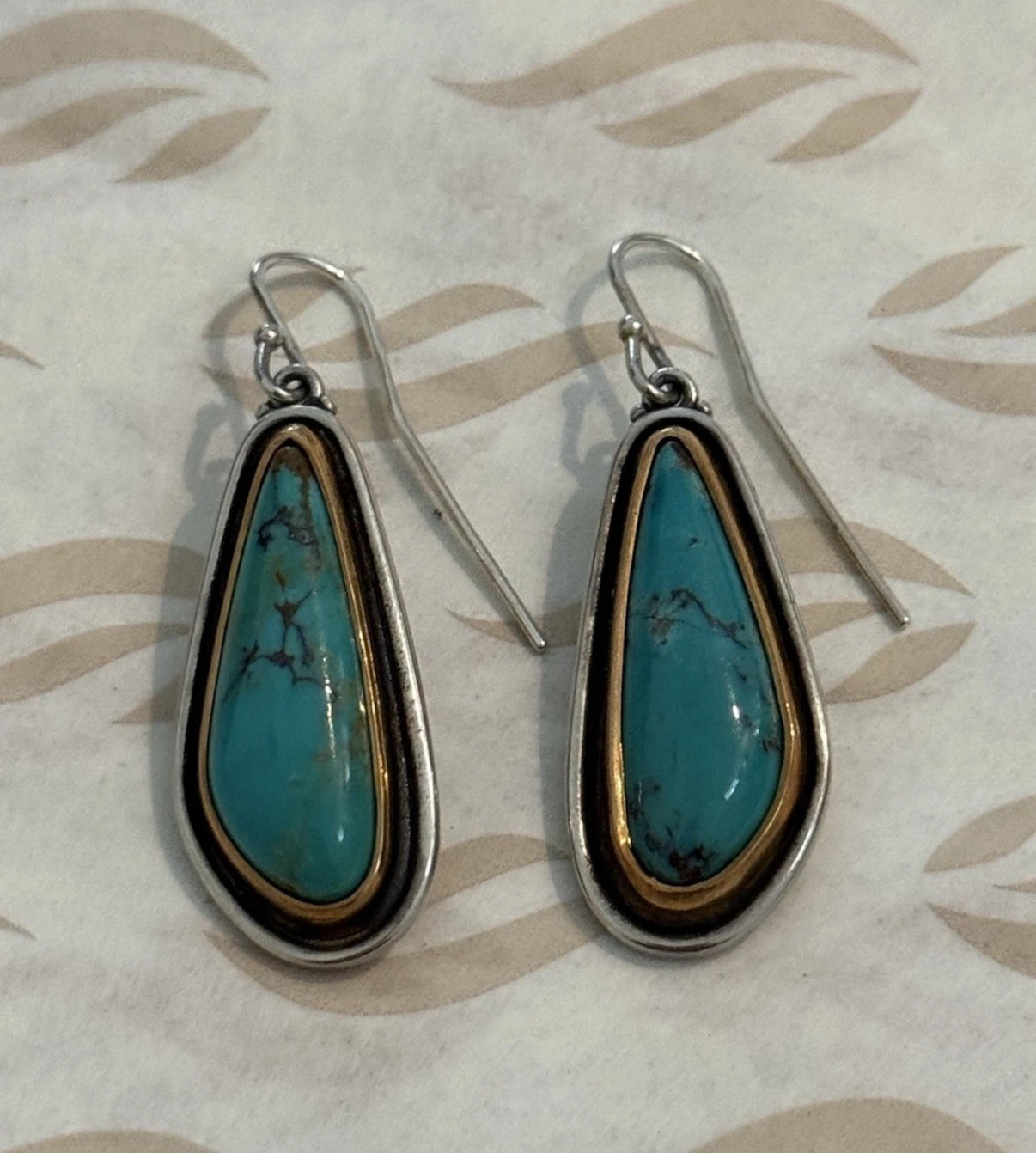 Pre-Owned James Avery Retired 925 Silver, Bronze, and Turquoise Puerto De Luna Ear Hooks