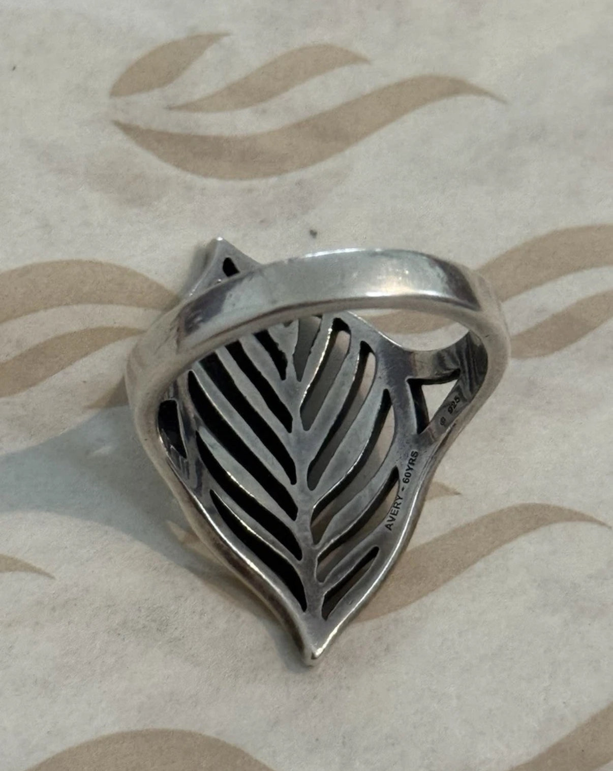 Pre-Owned James Avery Retired Sterling Silver HTF Open Leaf Ring Size 10.5