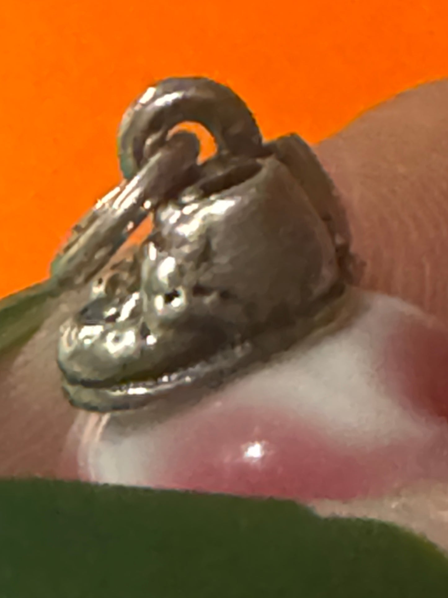 James Avery Retired Silver Baby Girl Shoes on Pink and White Heart Glass Bead Finial