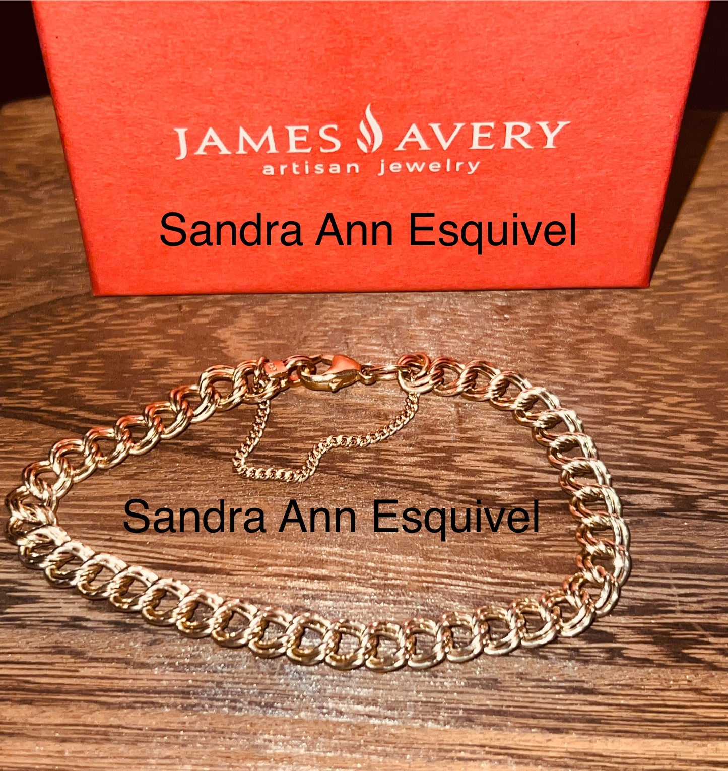 Pre Owned James 14k Gold Double Curb Charm Bracelet 7.5”