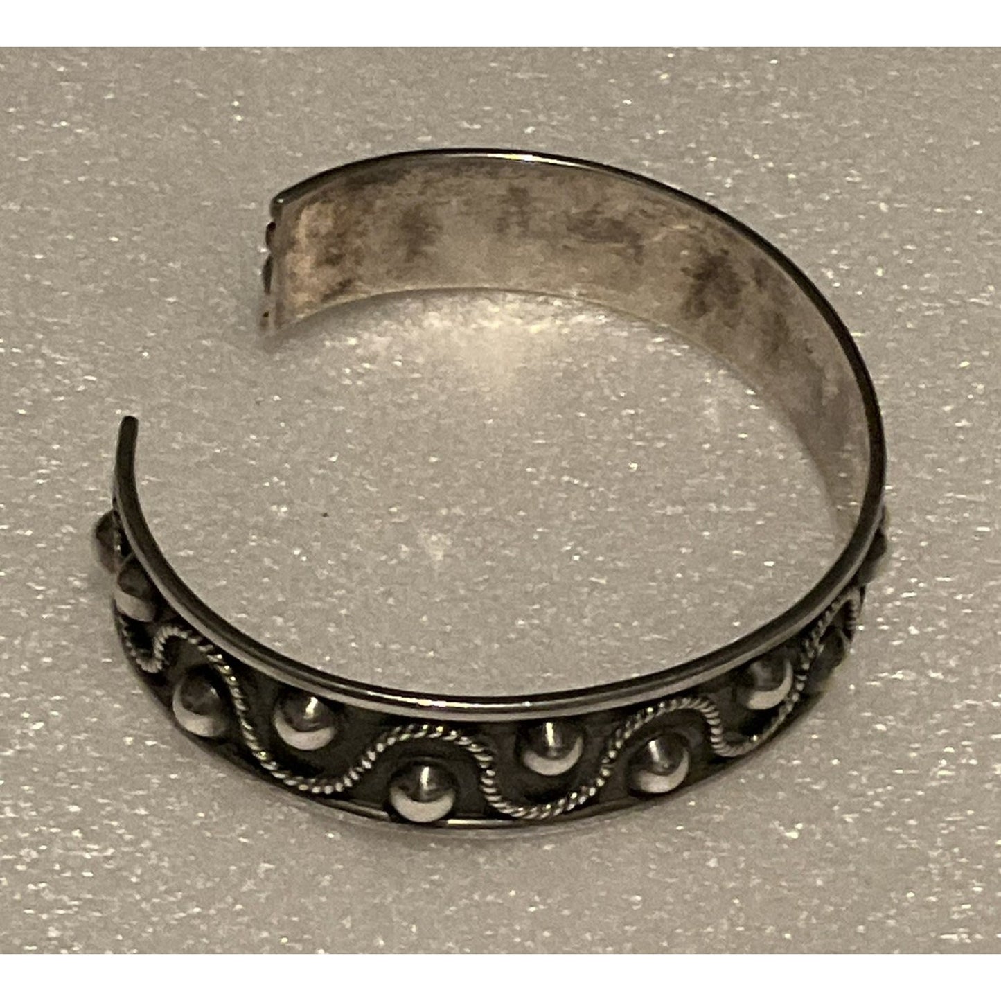 Vintage Taxco Mexico 925 Sterling Silver Cuff Bracelet Beaded Wire Southwestern
