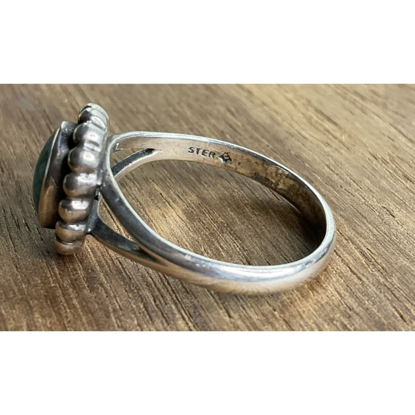 Sterling Silver Turquoise Composite Ring Size 8 Oval Southwest